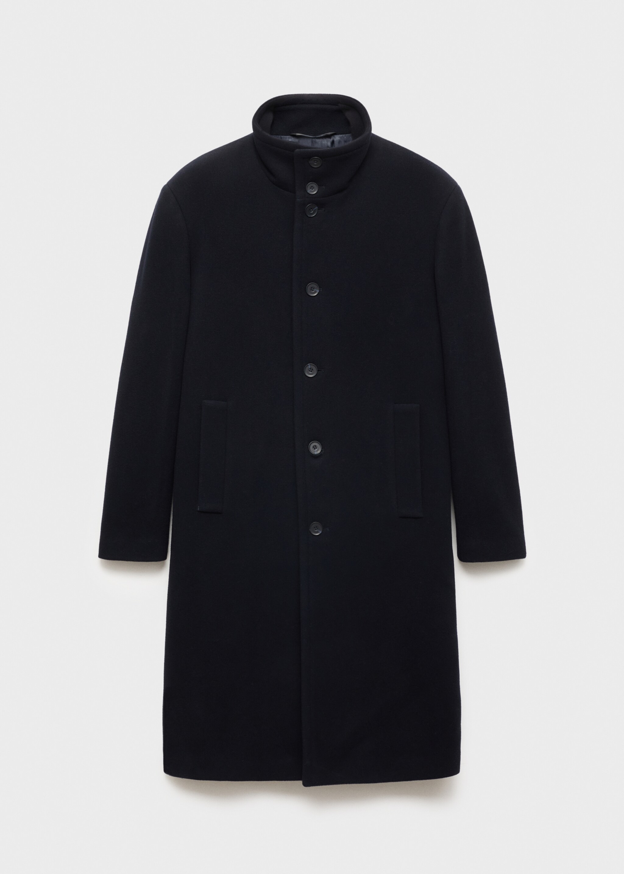 Long wool coat with collar - Article without model, Dark Navy. Ref: 77049227-00.