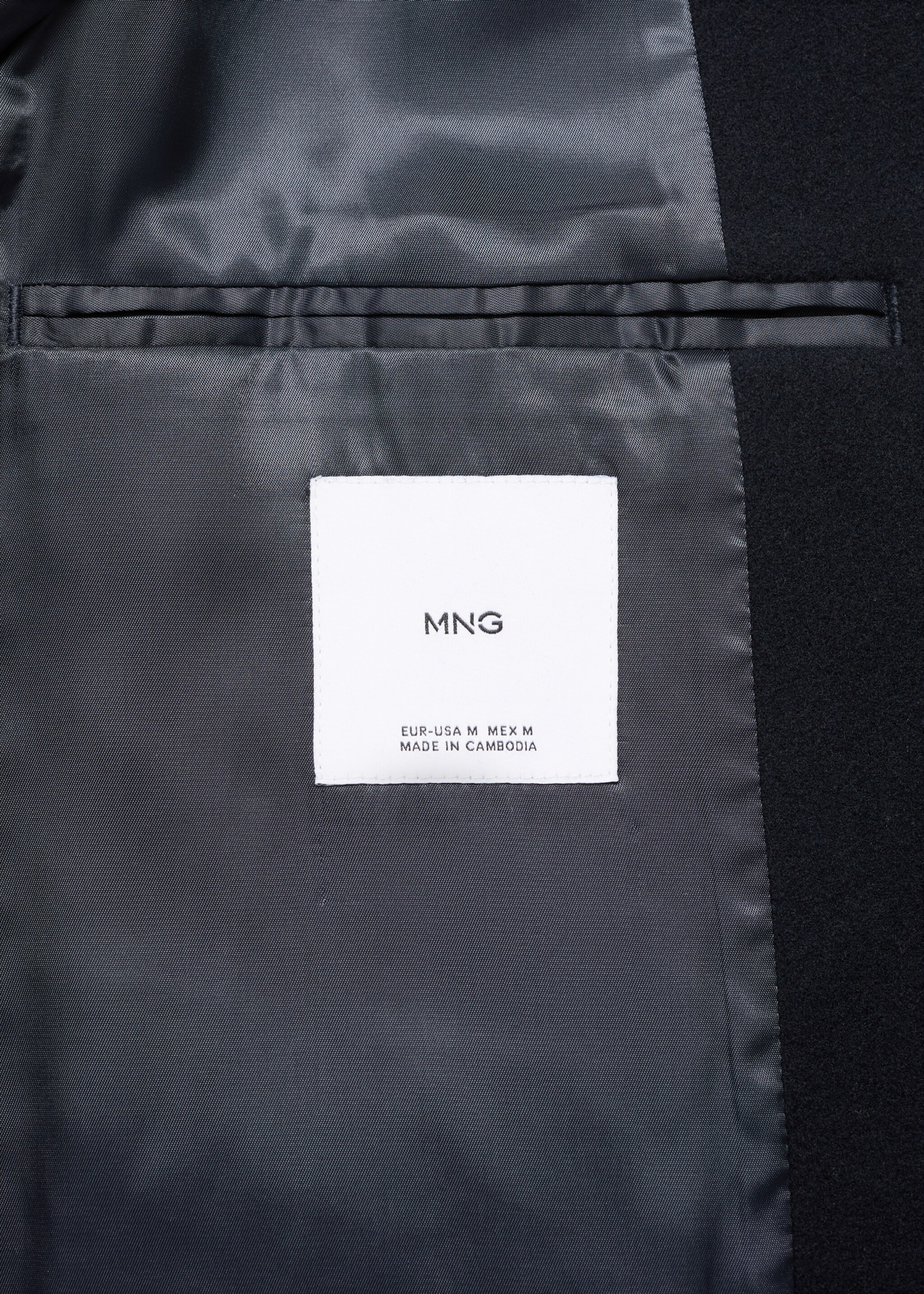 Long wool coat with collar - Details of the article 0, Dark Navy. Ref: 77049227-00.