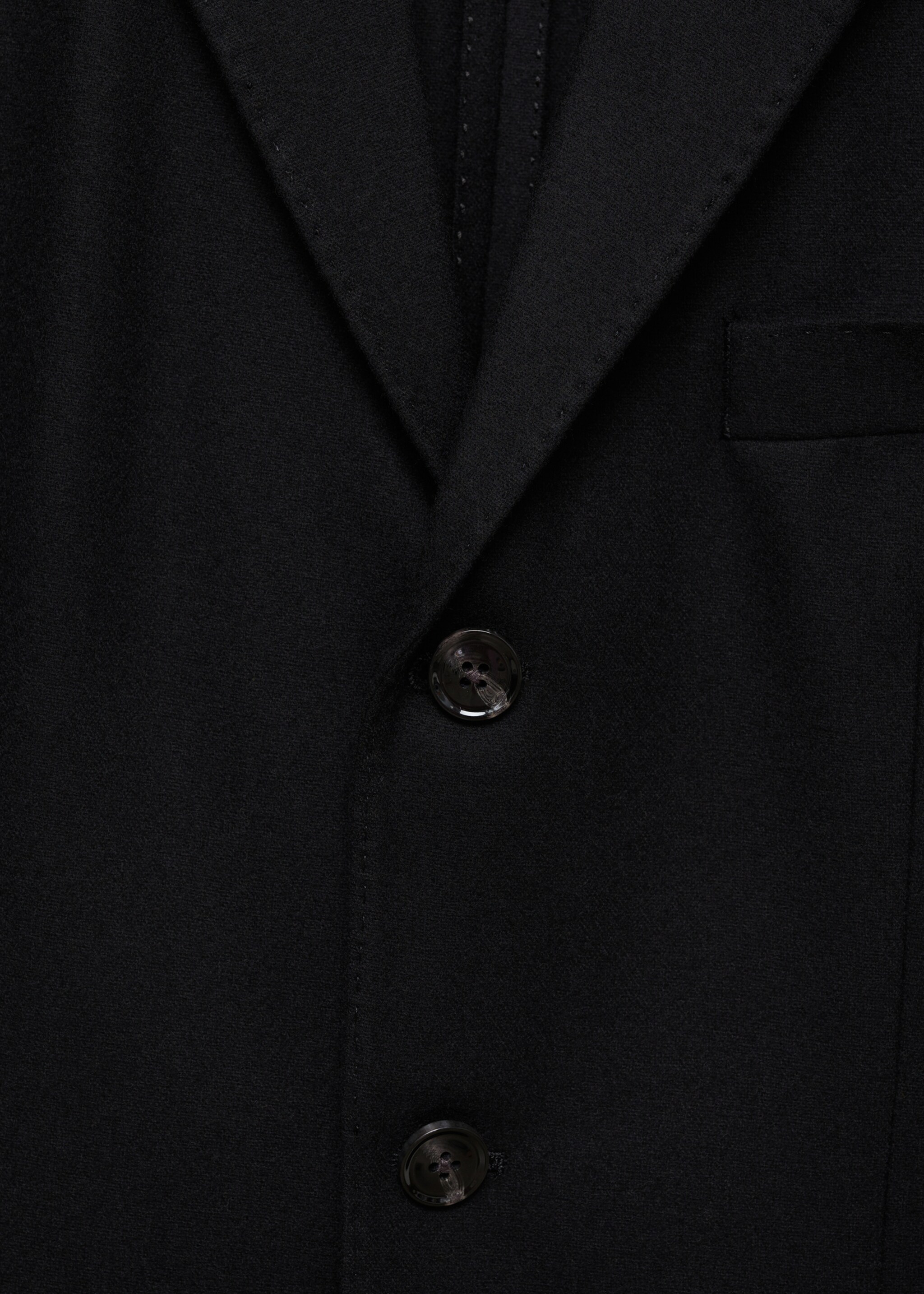 Recycled wool slim-fit jacket - Details of the article 8, Black. Ref: 77049228-00.