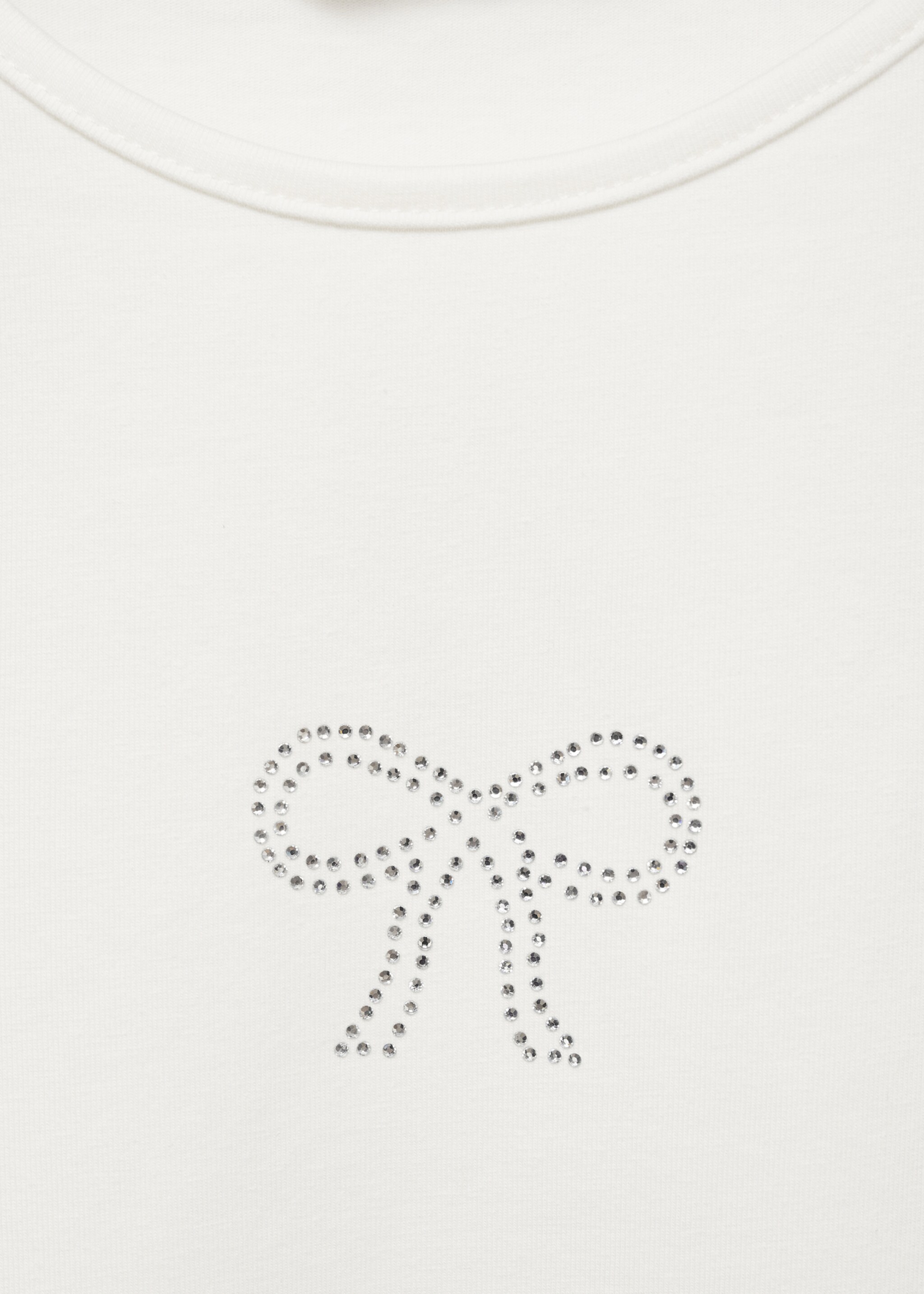 Baumwoll-T-Shirt mit Strassverzierung - Detail des Artikels 8, Cremeweiß. Ref: 77049229-00.