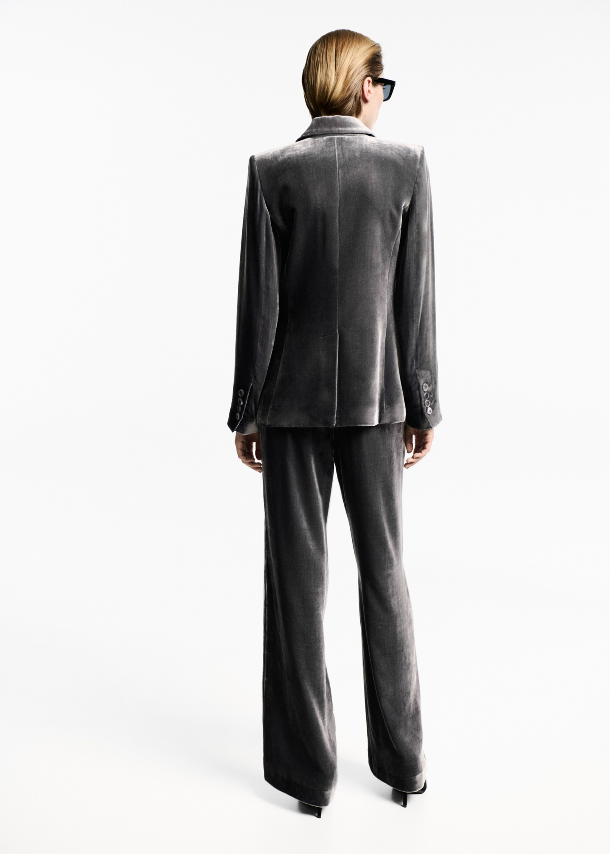 Velvet suit jacket - Reverse of the article, Silver. Ref: 77049239-00.