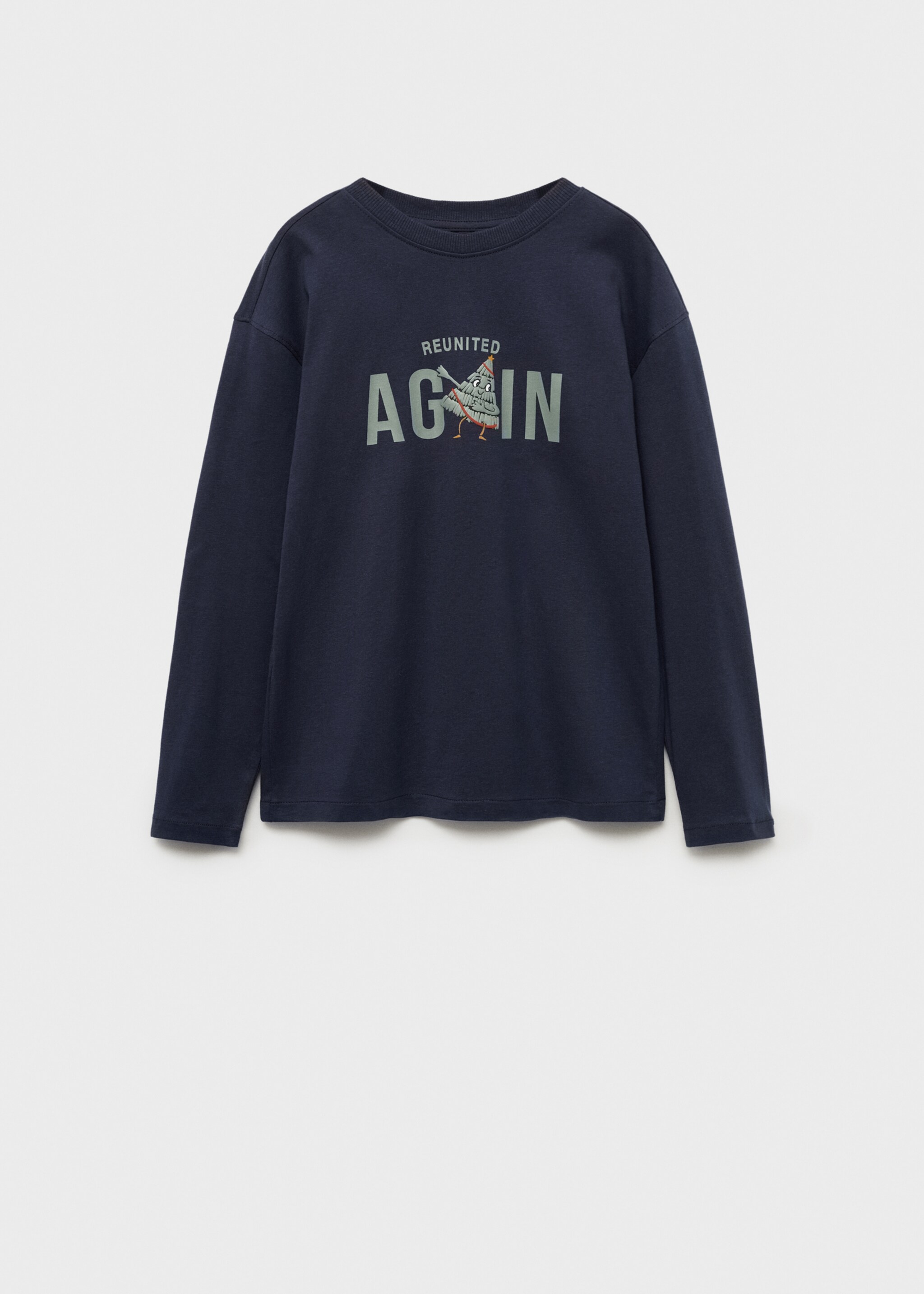 Long sleeve cotton t-shirt - Article without model, Dark Navy. Ref: 77049407-00.