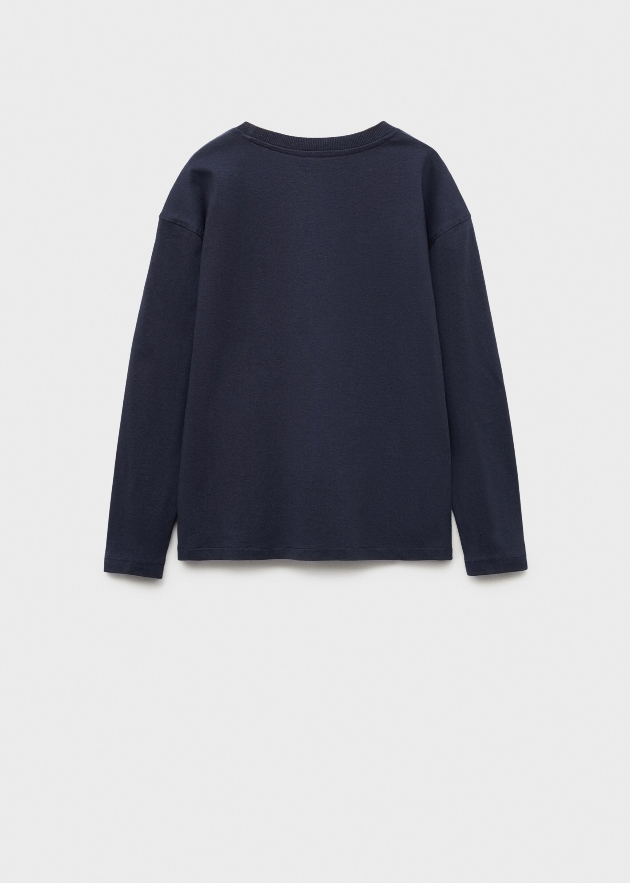 Long sleeve cotton t-shirt - Reverse of the article, Dark Navy. Ref: 77049407-00.