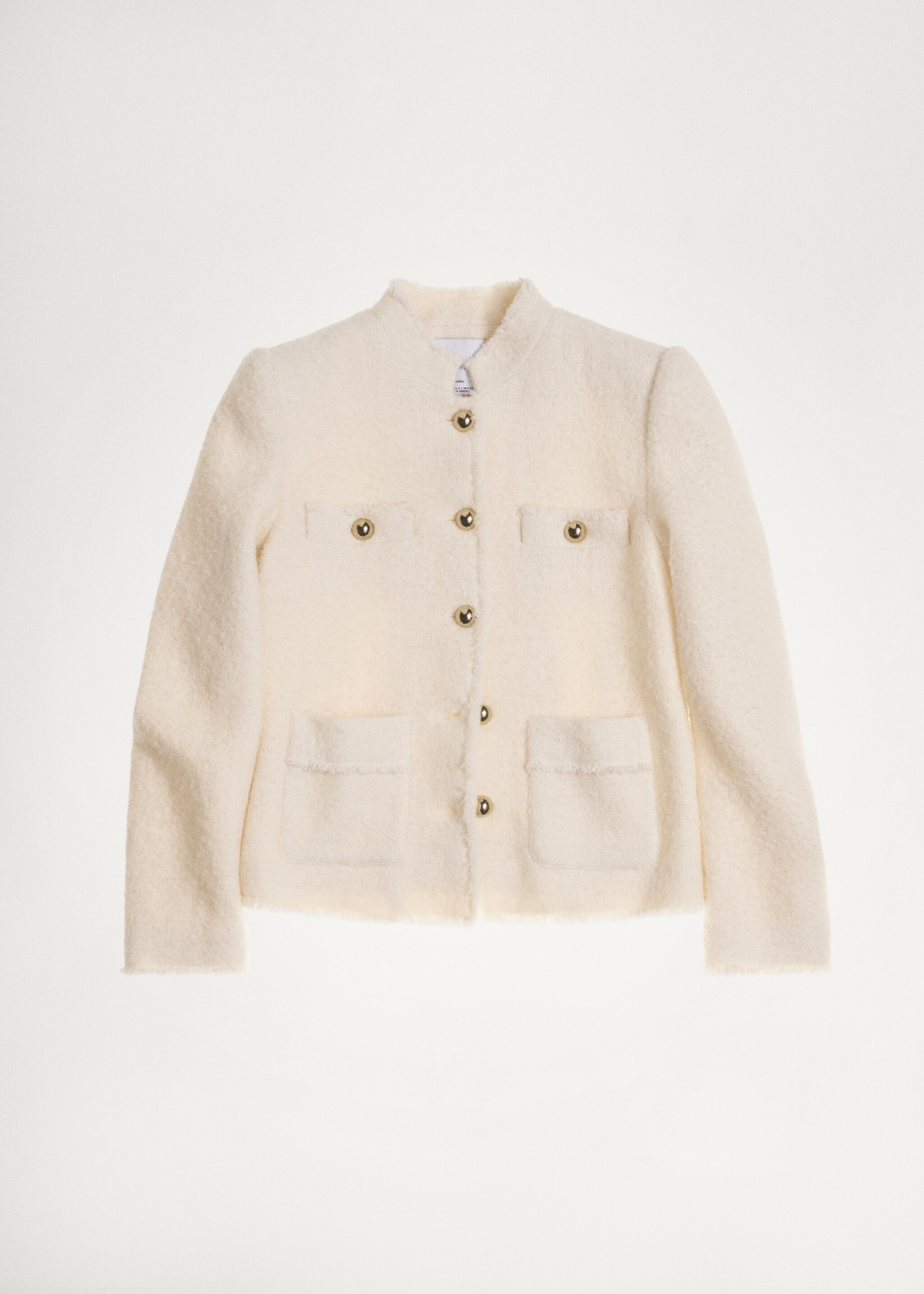 Pocket tweed jacket - Details of the article 5, Ecru. Ref: 77049409-00.