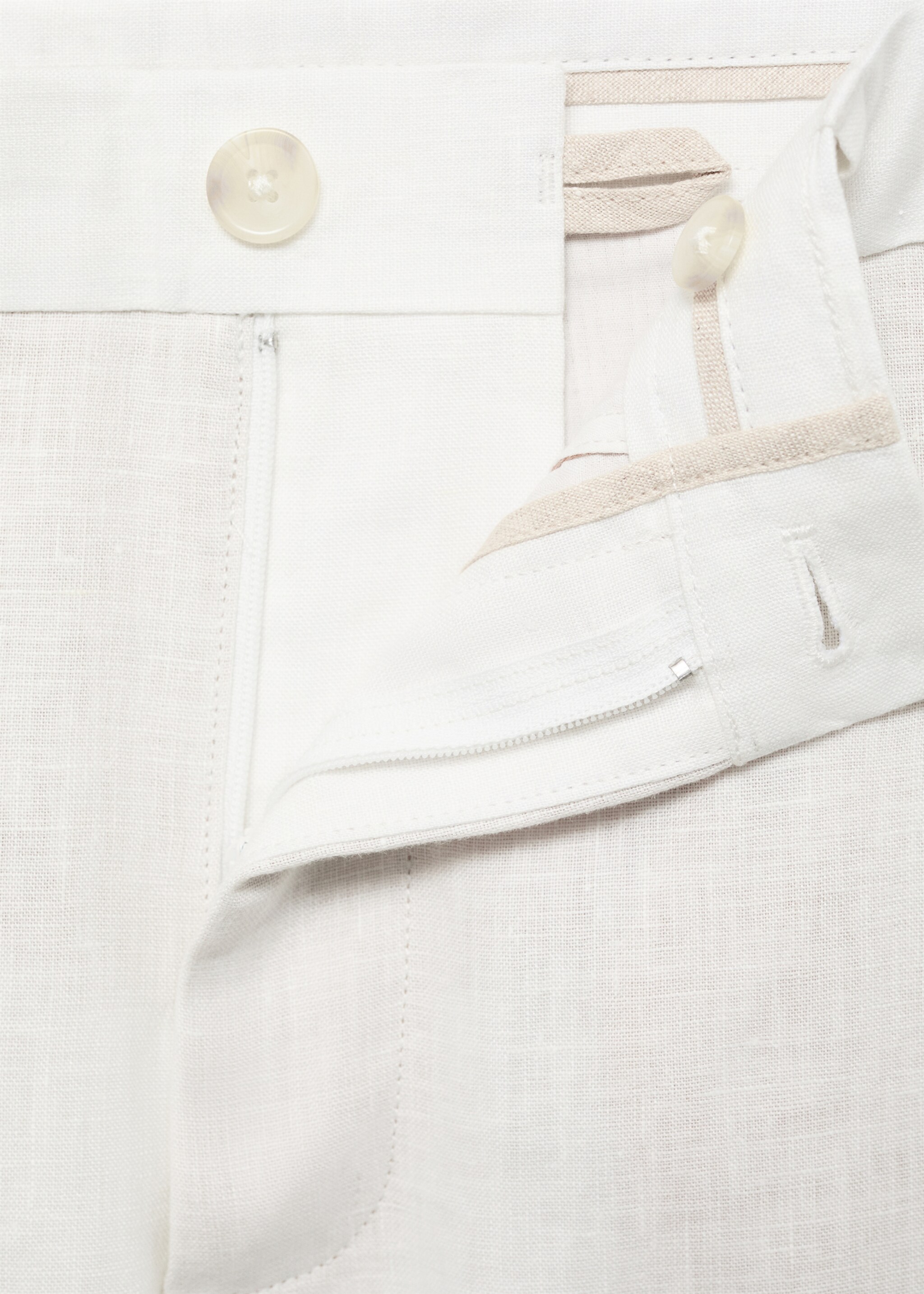 Slim Fit-Hose aus 100 % Leinen - Detail des Artikels 8, Weiß. Ref: 77050250-00.
