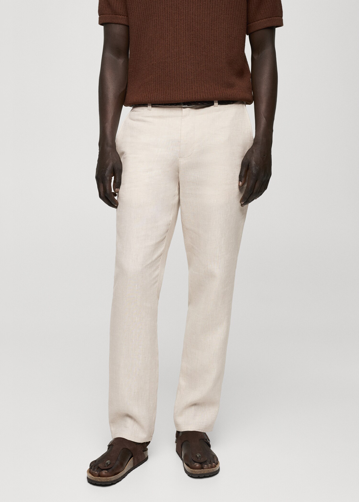 Slim Fit-Hose aus 100 % Leinen - Mittlere Ansicht