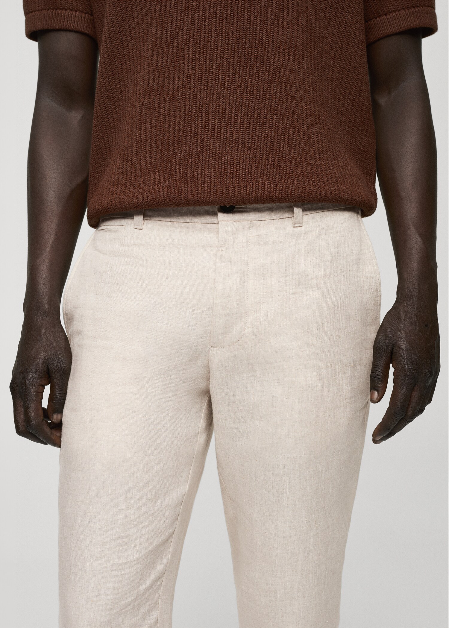 Slim Fit-Hose aus 100 % Leinen - Detail des Artikels 1