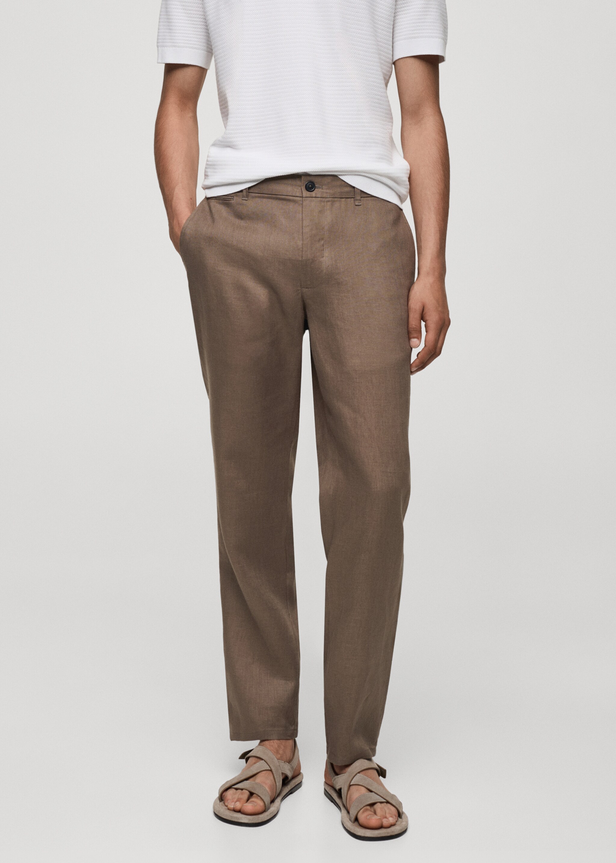 Slim-fit 100% linen pants - Medium plane