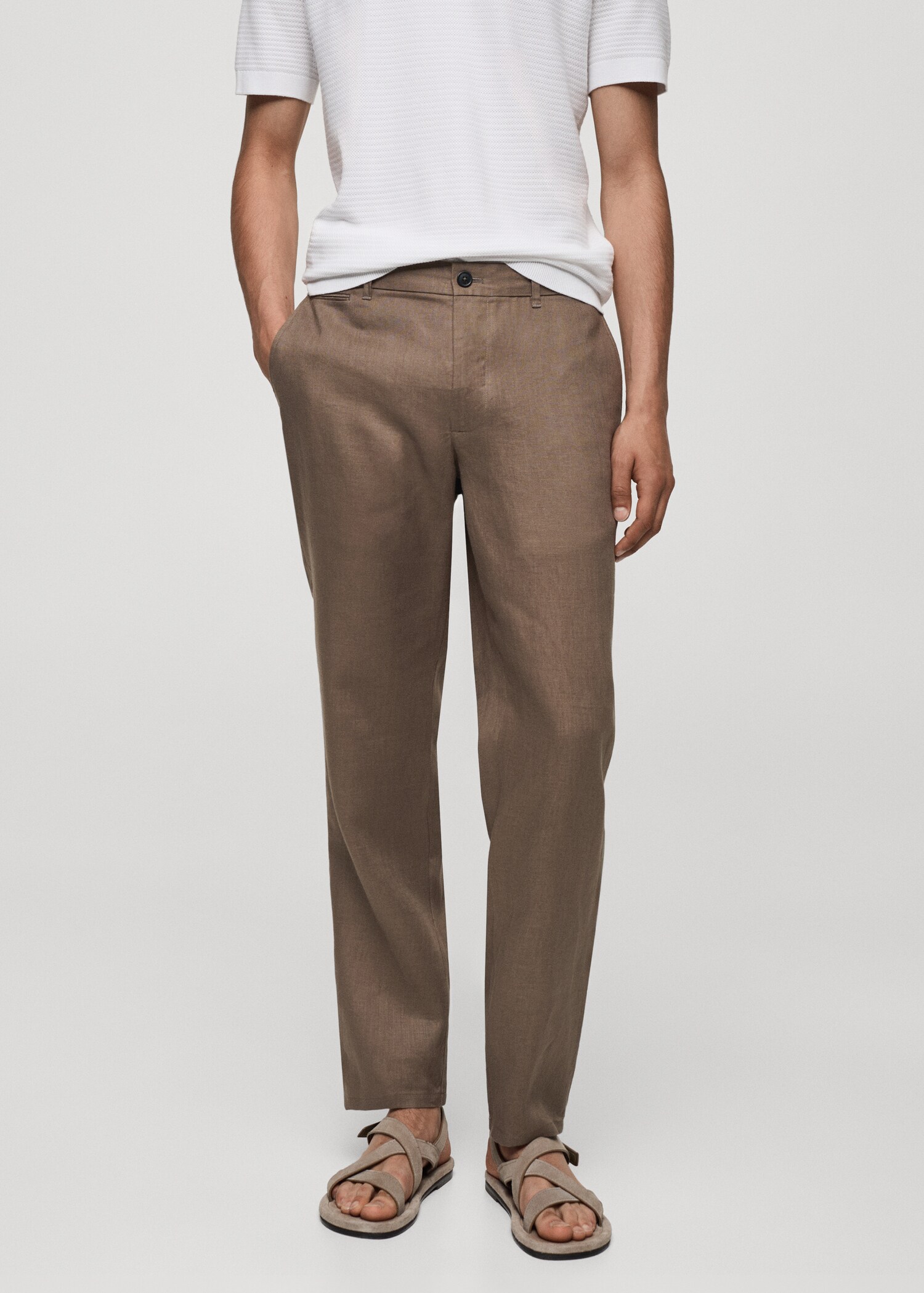 Παντελόνι 100% λινό slim fit - Μεσαίο πλάνο