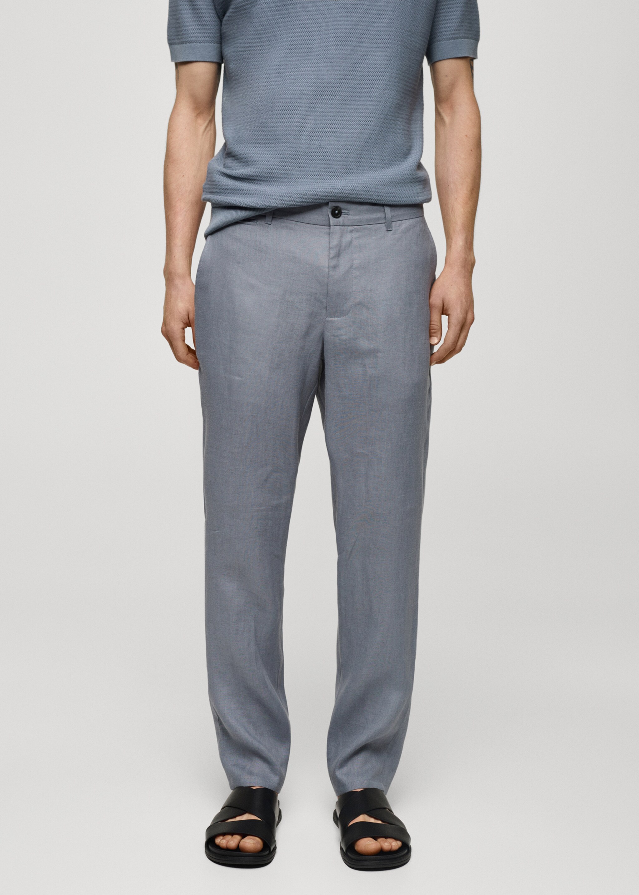 Pantalón 100% lino slim fit - Plano medio