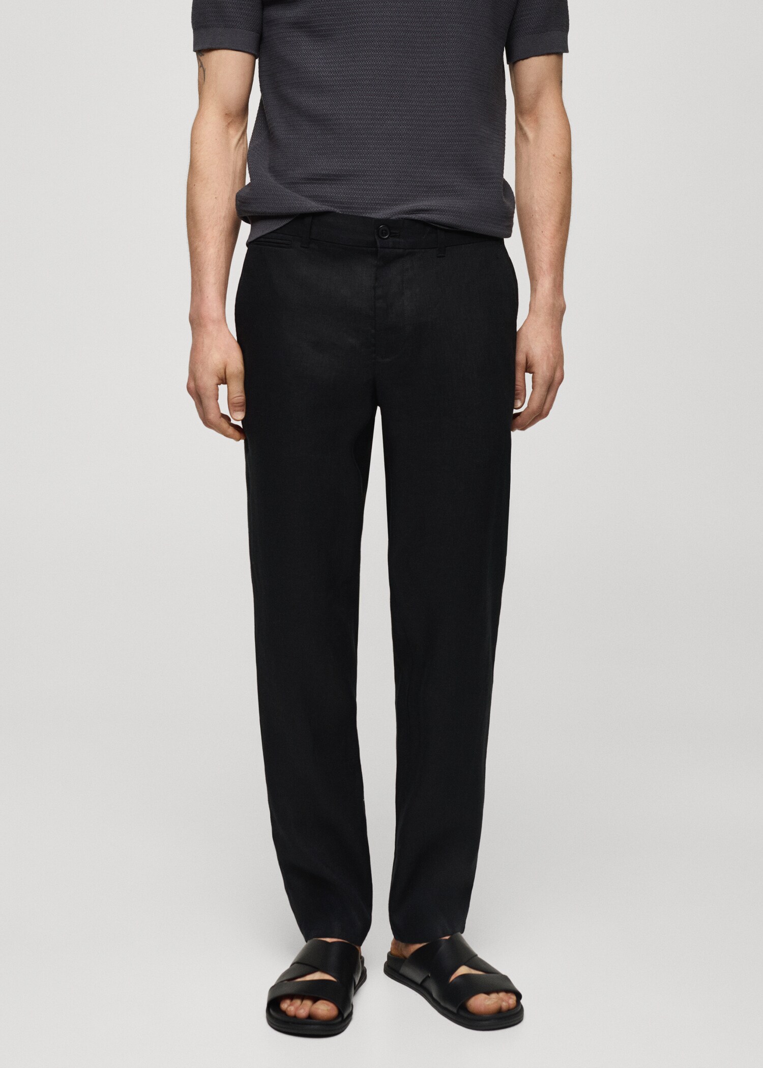 Slim-fit 100% linen trousers - Medium plane