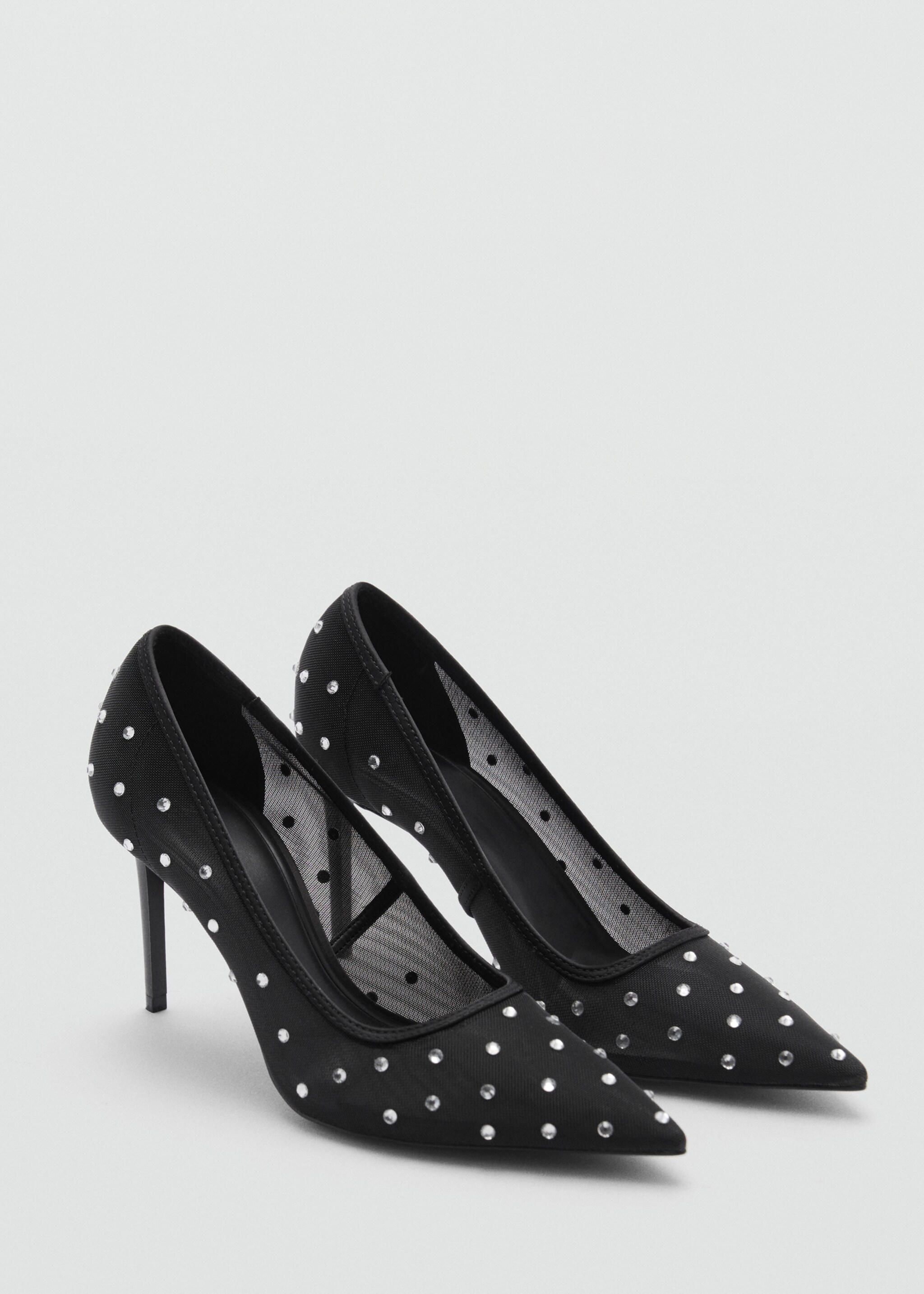 Glitter mesh heeled shoes - Medium plane, Black. Ref: 77050263-00.