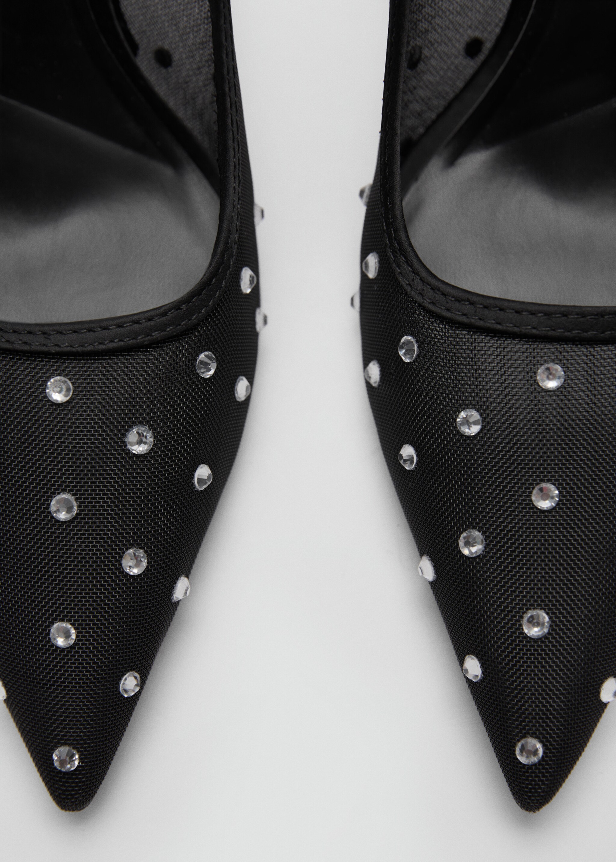 Glitter mesh heeled shoes - Details of the article 2, Black. Ref: 77050263-00.