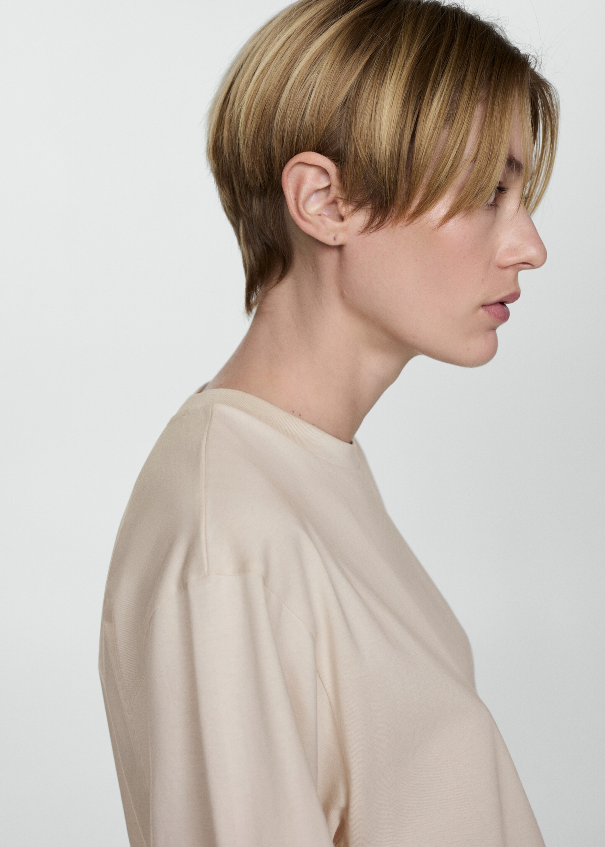 Zweiteiliger kurzer Pyjama - Detail des Artikels 1, Ecru. Ref: 77050272-00.