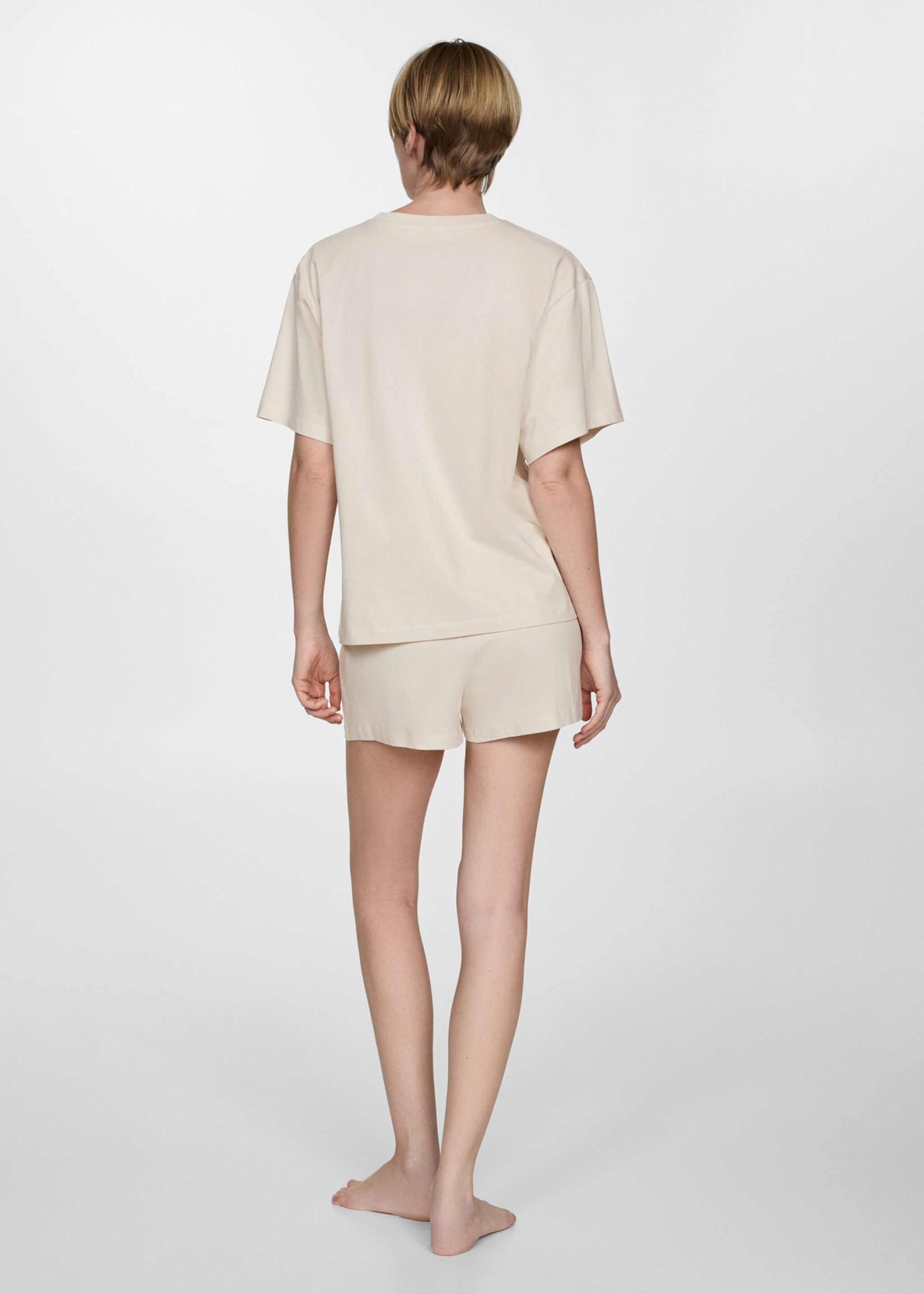 Zweiteiliger kurzer Pyjama - Detail des Artikels 6, Ecru. Ref: 77050272-00.