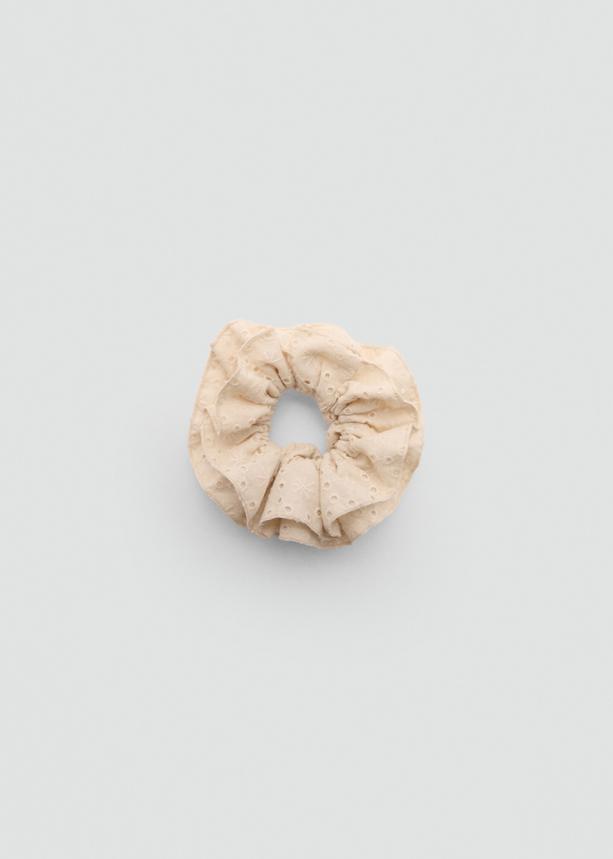 Embroidered maxi-scrunchie - Article without model, Beige. Ref: 77050278-00.