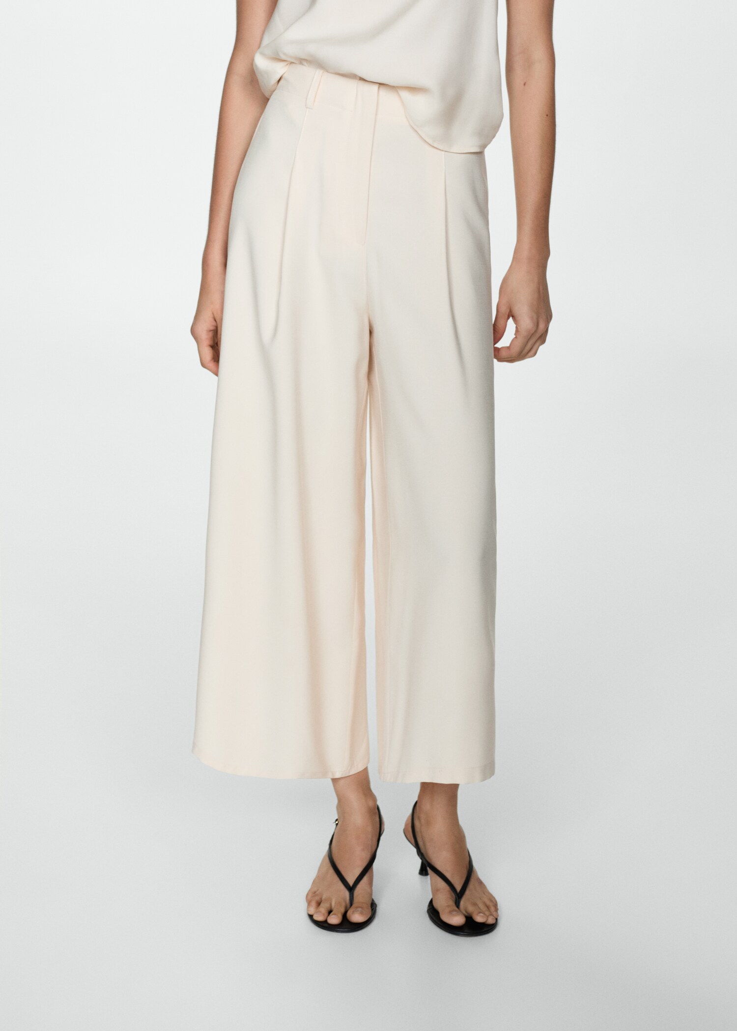 Wideleg trousers with elastic waist - Medium plane