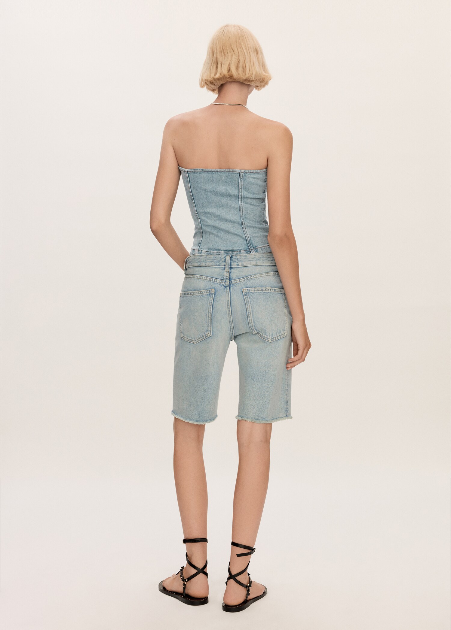 Straight-fit denim bermuda shorts - Reverse of the article