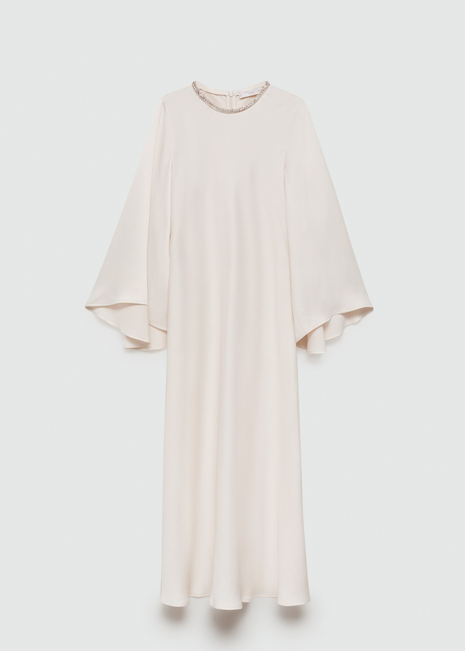 Flared-sleeve satin dress - Article without model