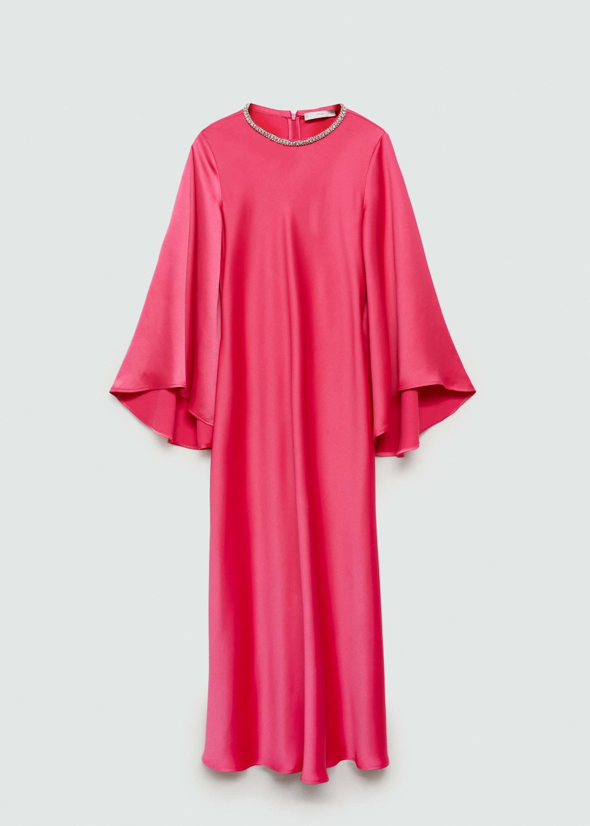 Flared-sleeve satin dress - Article without model, Pink. Ref: 77050287-00.