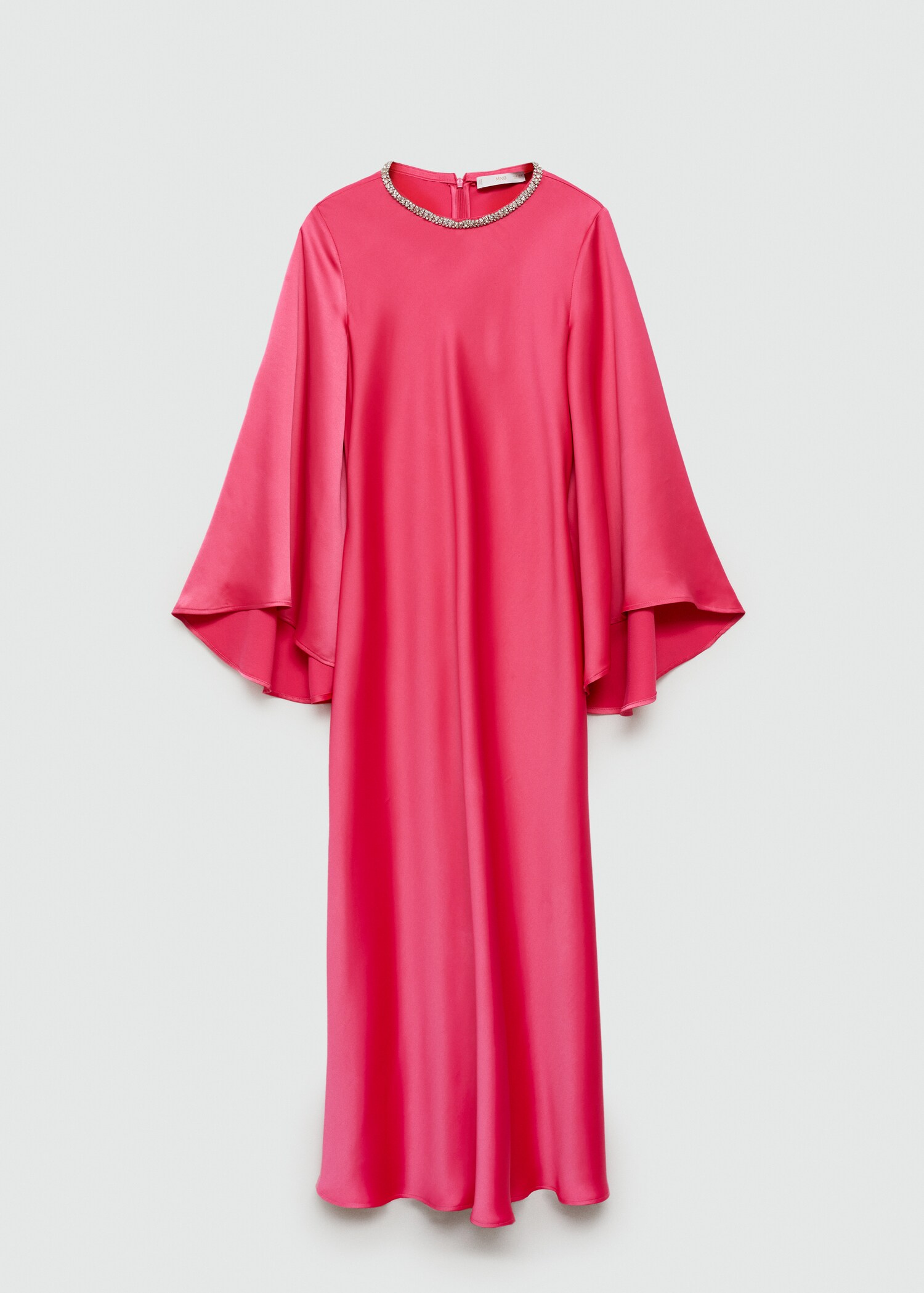 Satiniertes Kleid mit Trompetenärmeln - Artikel ohne Model