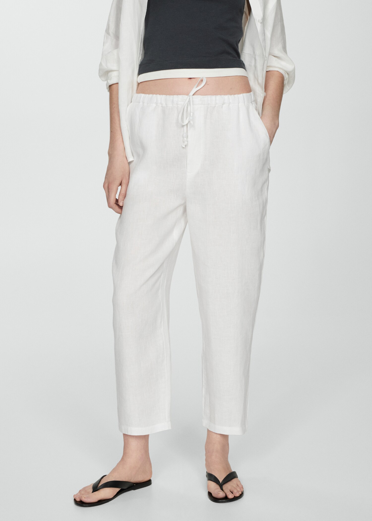 Linen jogger trousers - Medium plane