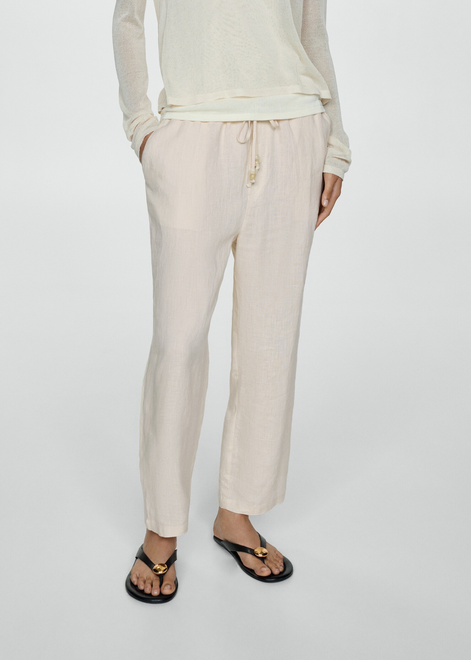 Linen jogger trousers - Medium plane