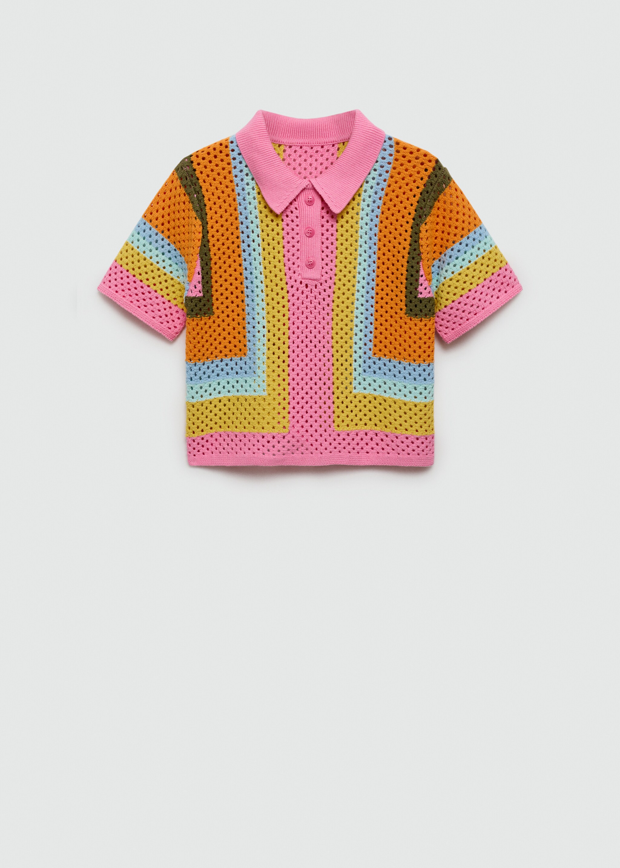 Short-sleeved crochet polo shirt - Article without model