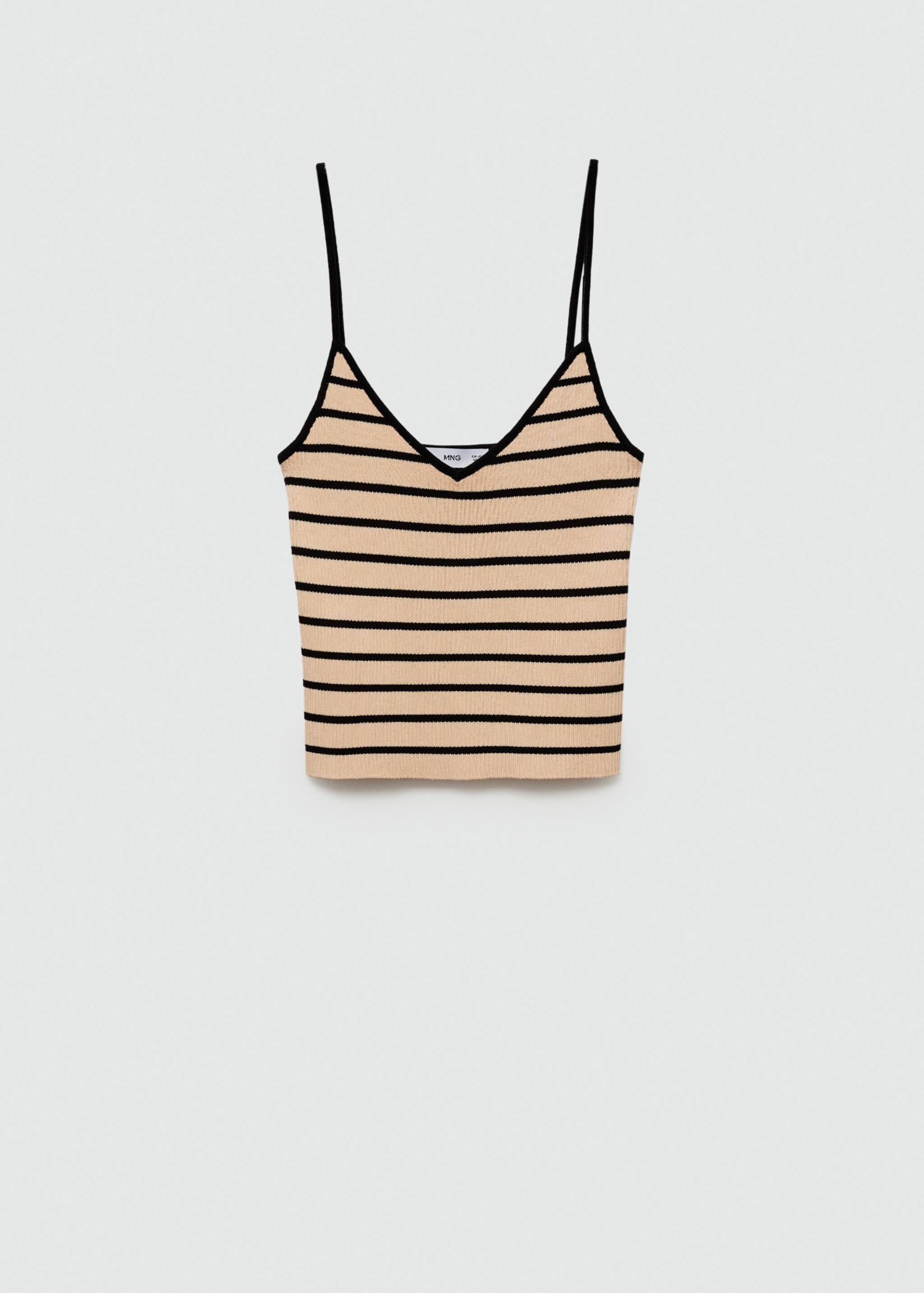 Ribbed top with thin straps - Article without model, Sand. Ref: 77050340-00.
