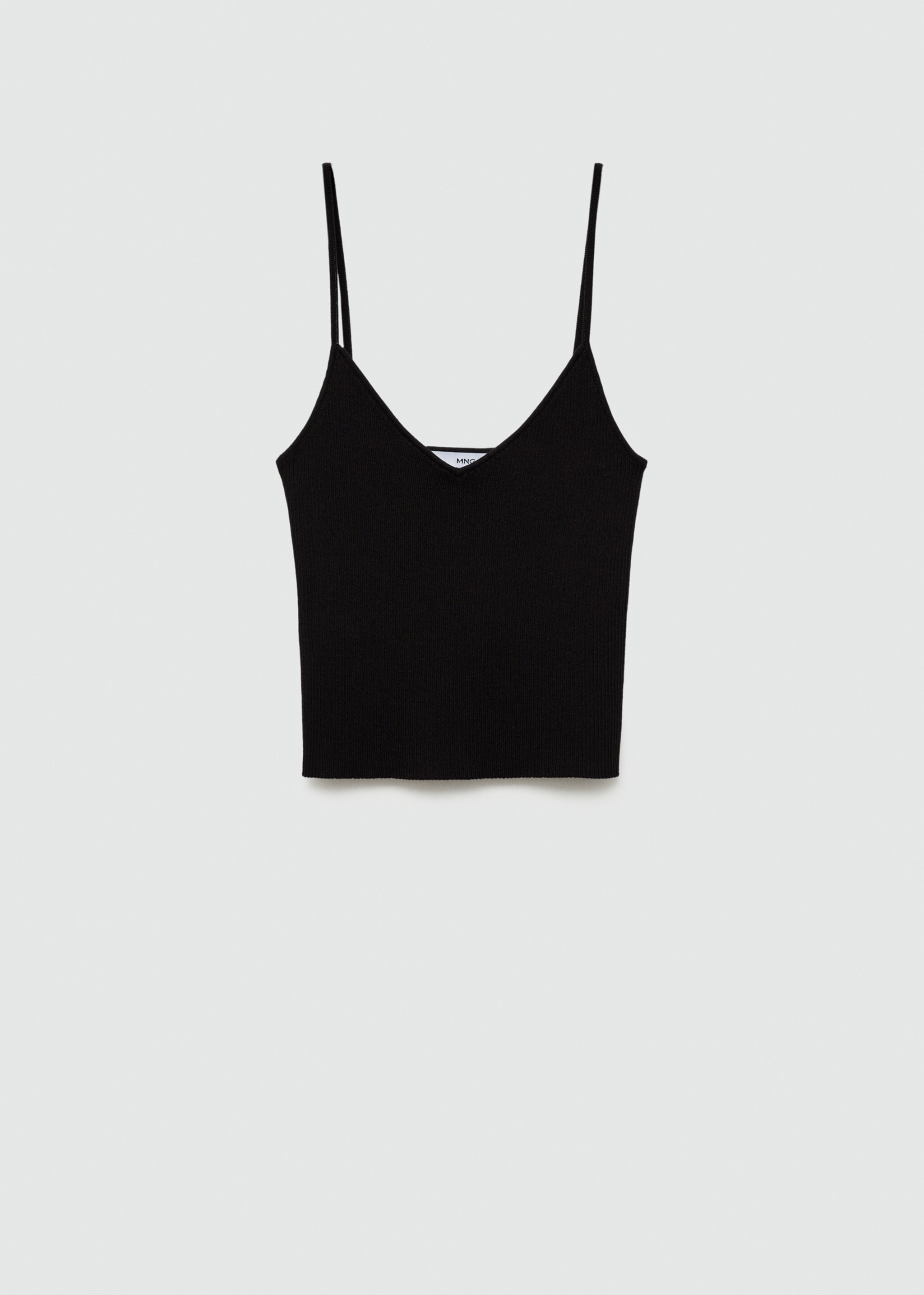 Ribbed top with thin straps - Article without model, Black. Ref: 77050340-00.