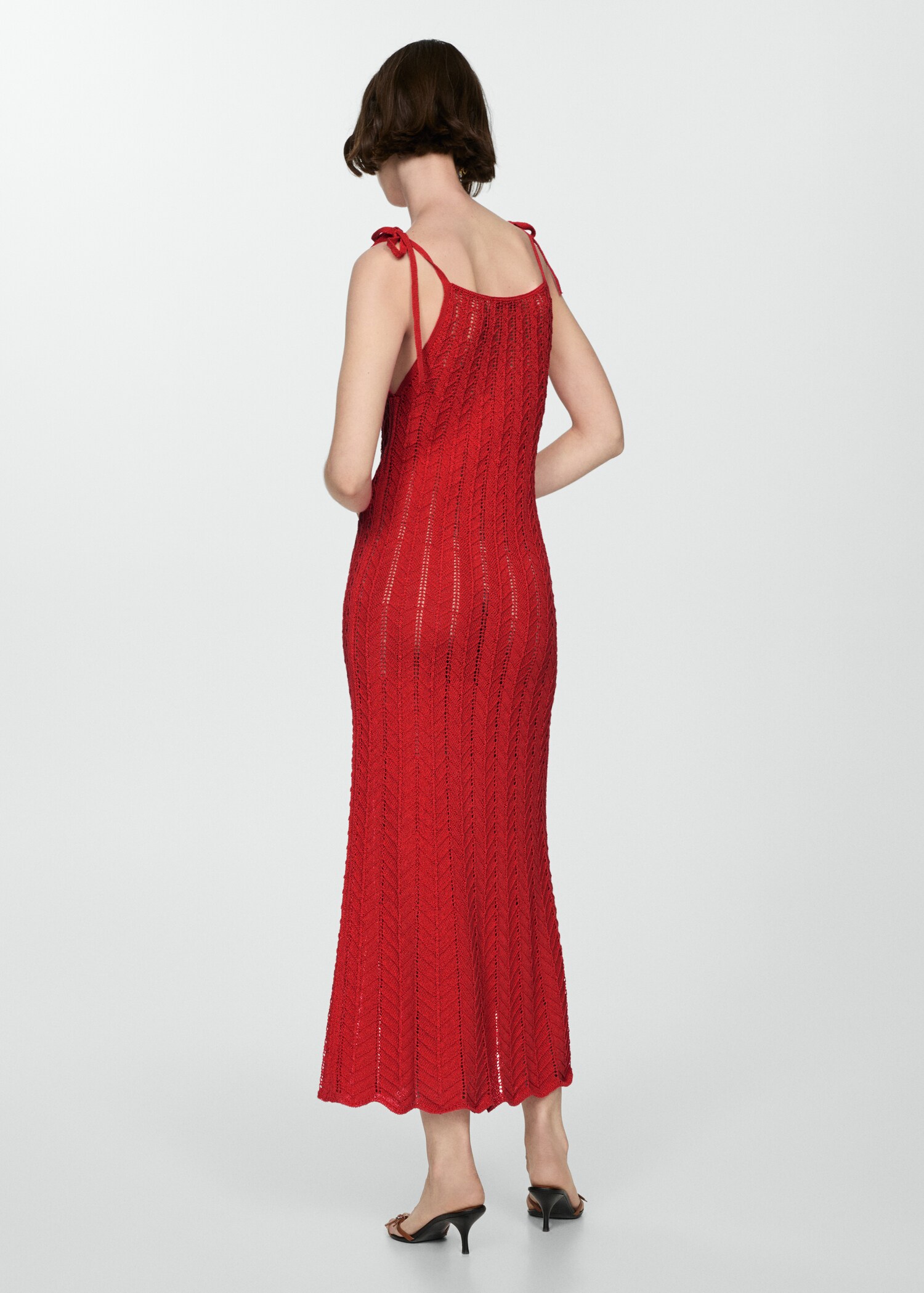 Strickkleid mit Lochmuster und Schleifen - Rückseite des Artikels