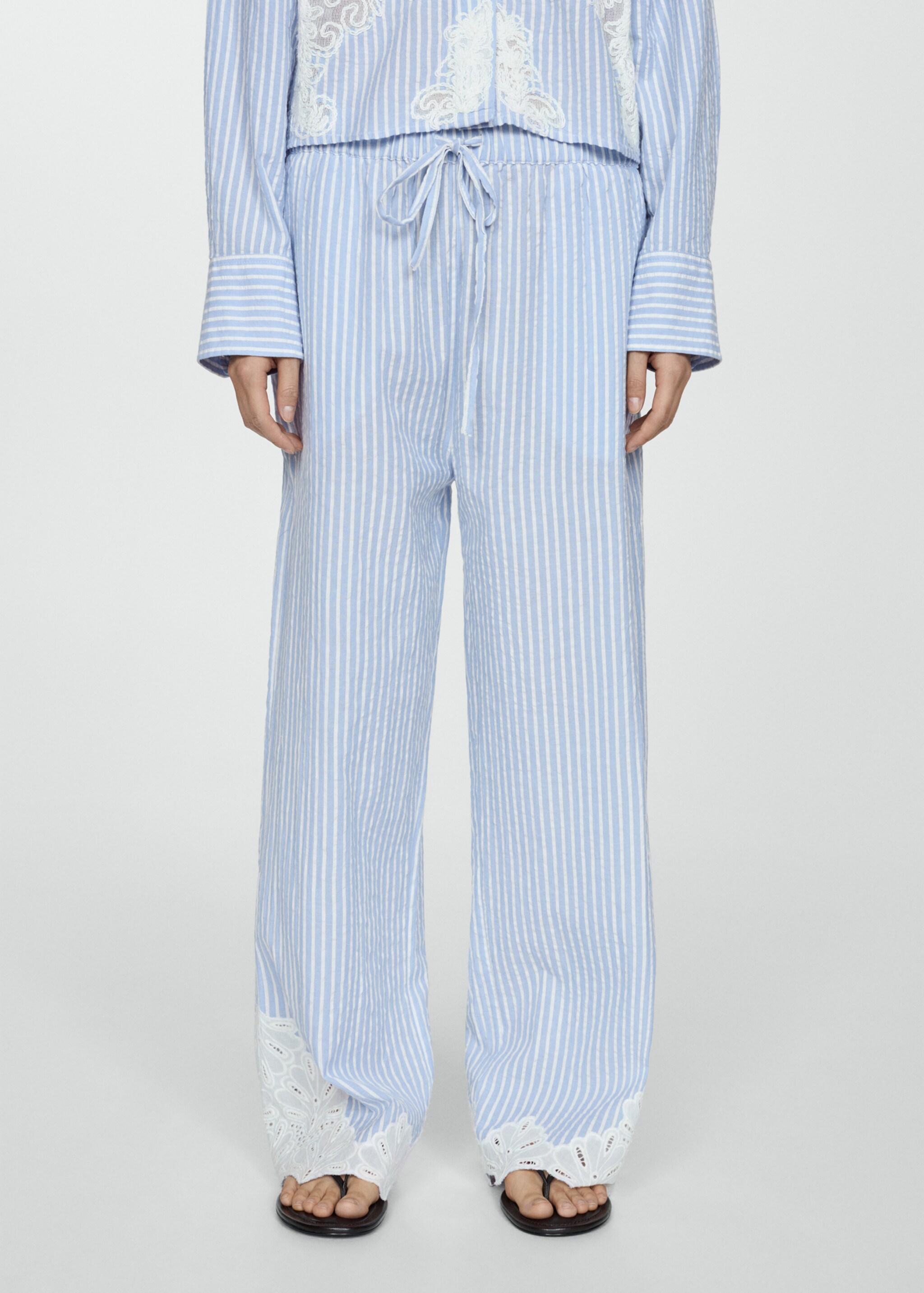 Embroidered striped trousers - Medium plane