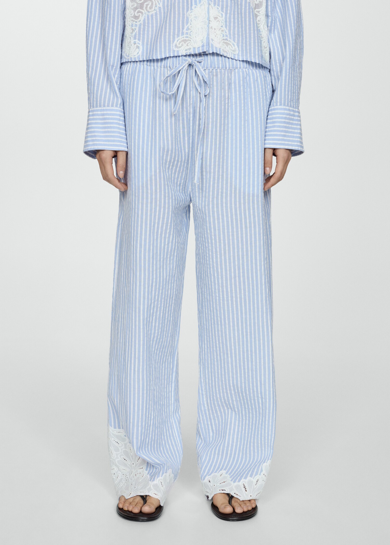 Embroidered striped trousers - Medium plane