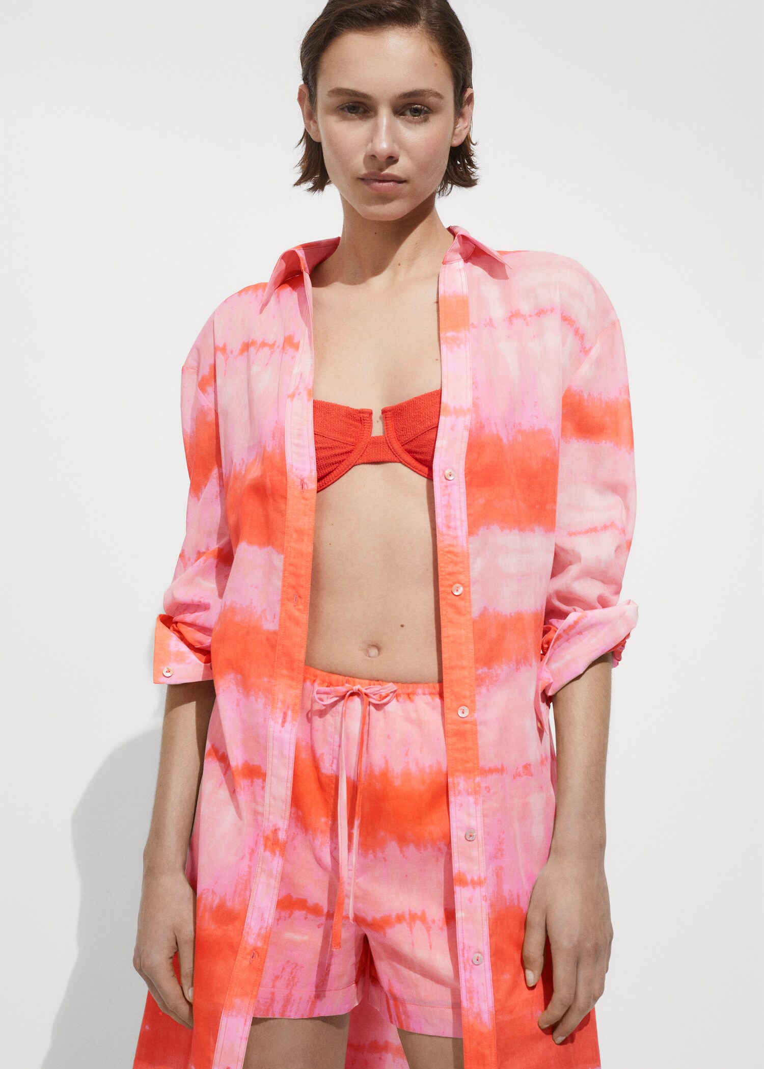Printed shorts with elastic waist - Medium plane