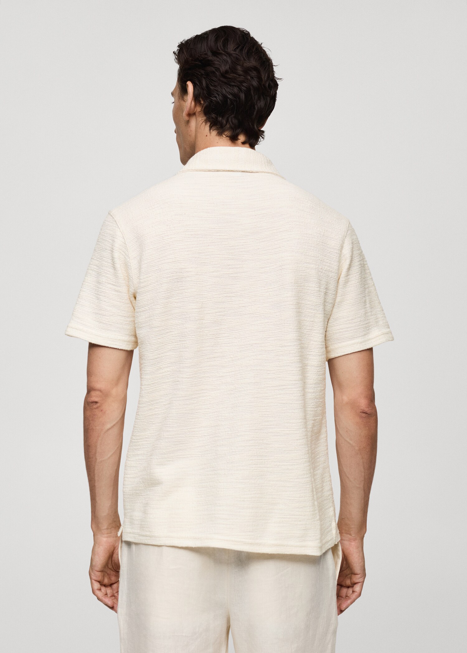 Getextureerd gebreid regular-fit poloshirt - Achterkant van het artikel