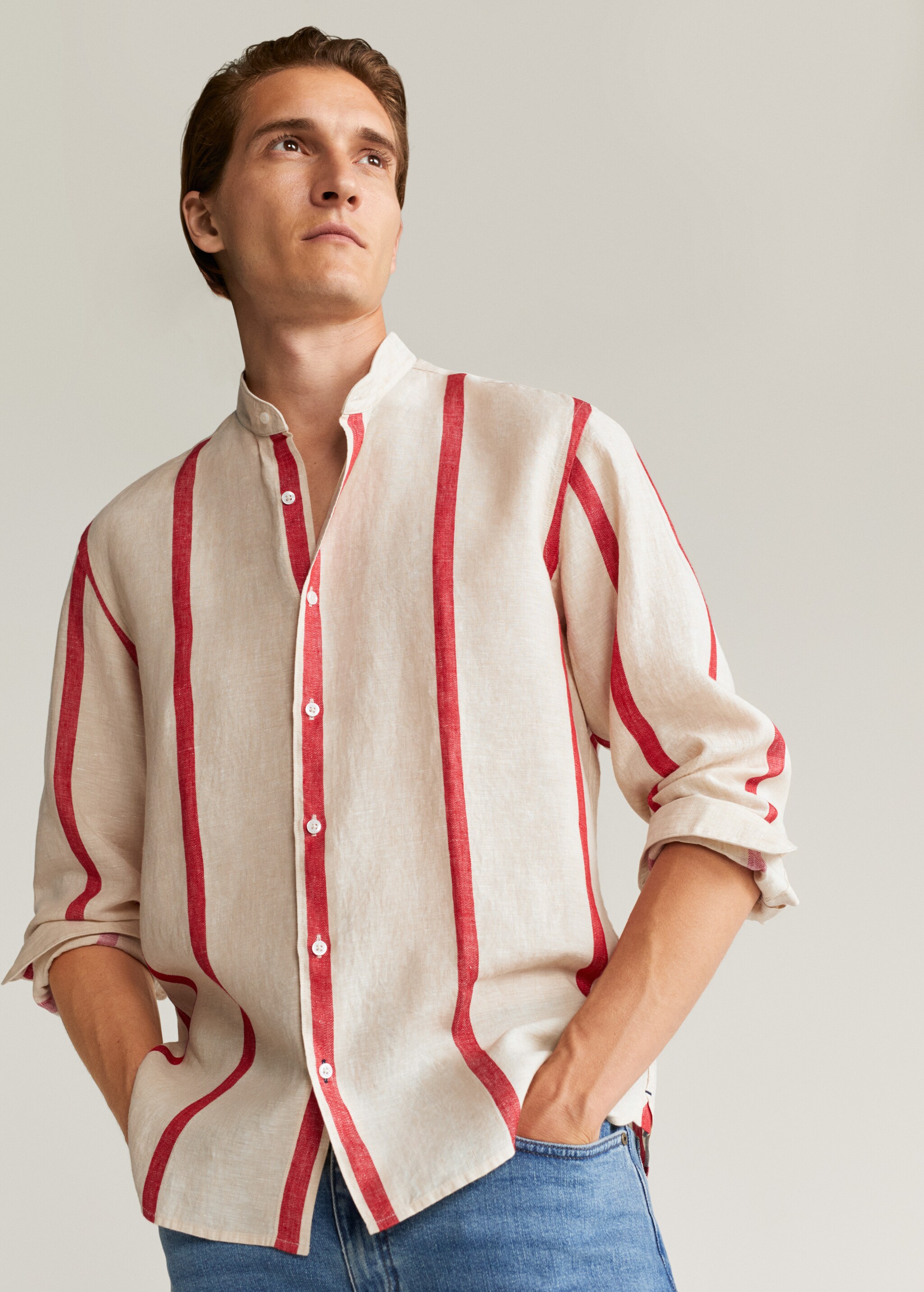 Camisa regular fit 100% lino - Plano medio