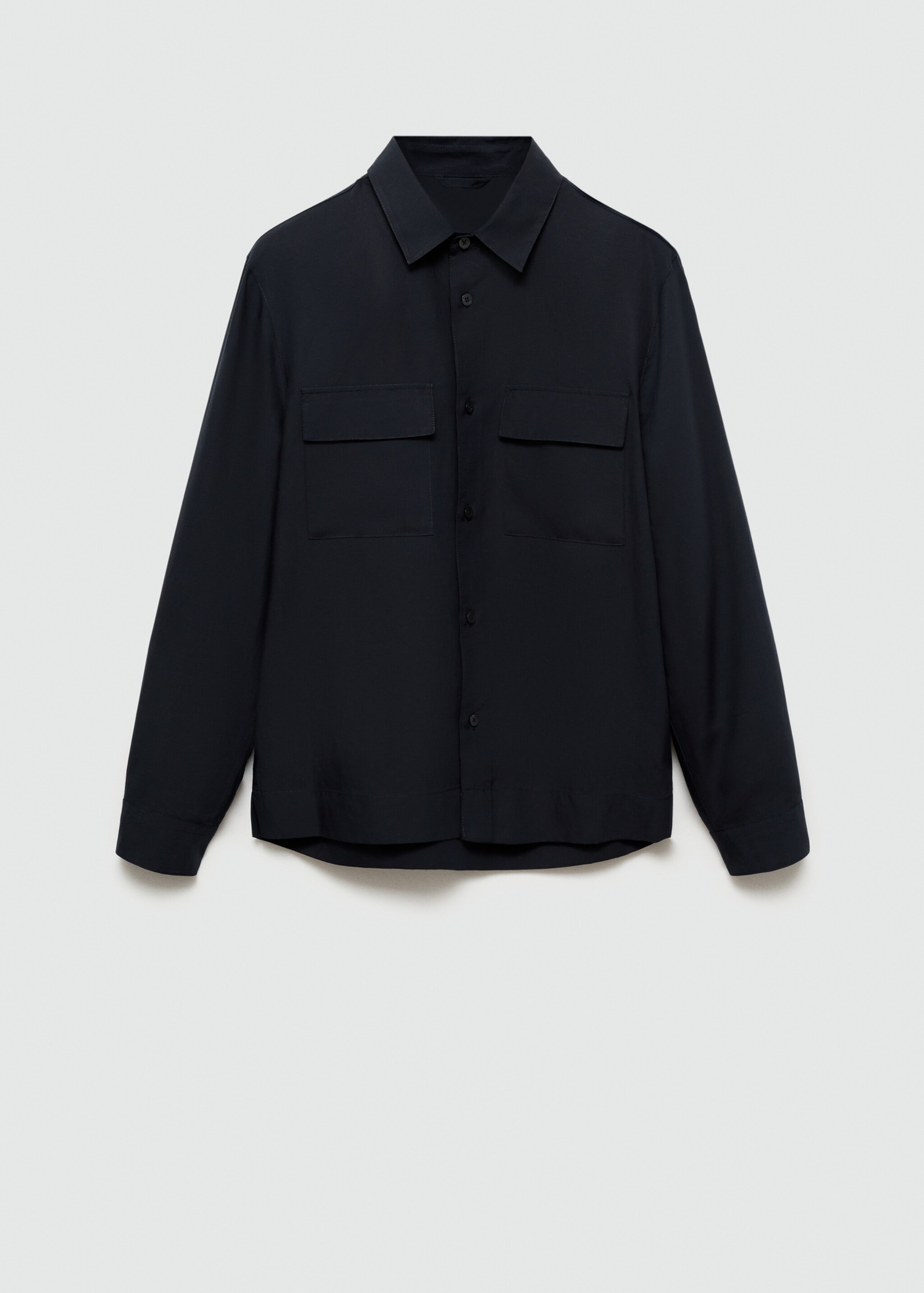 Sobrecamisa tencel lli butxaques - Article sense model, Blau marí fosc. Ref: 77050563-00.