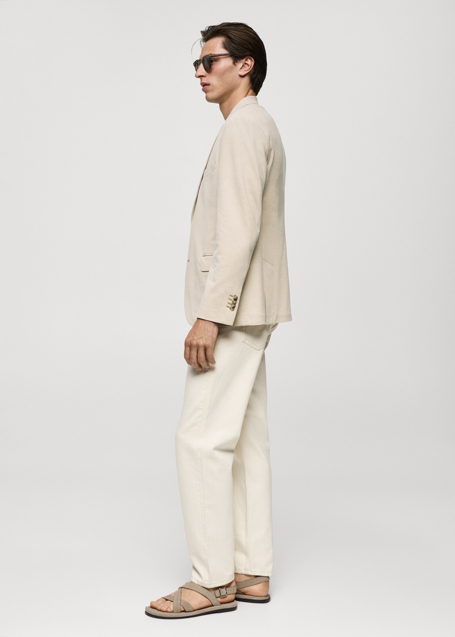 Structured slim fit cotton blazer - Details of the article 2