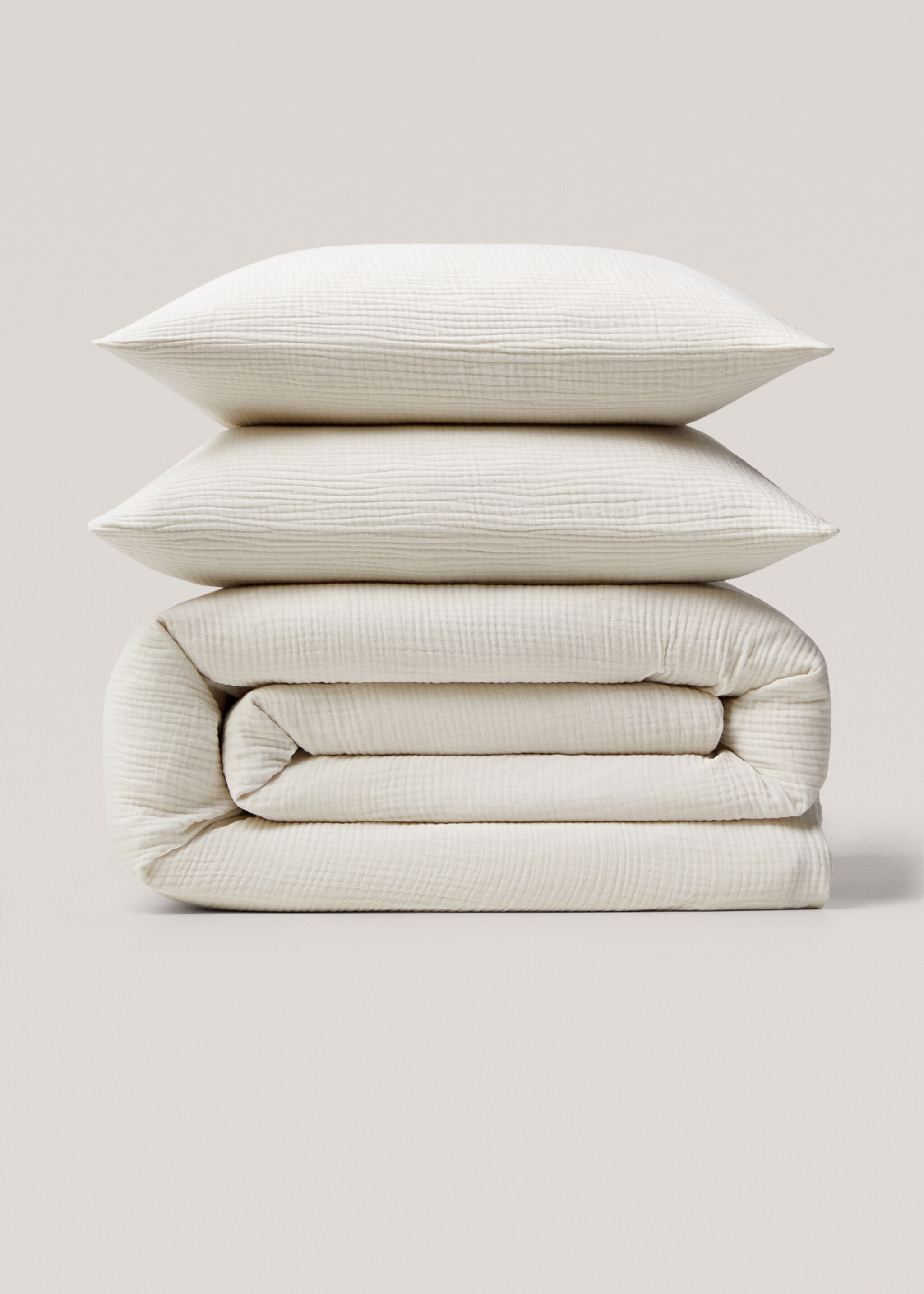 Cotton gauze duvet cover for king bed - Article without model, Light/Pastel Grey. Ref: 77050573-00.