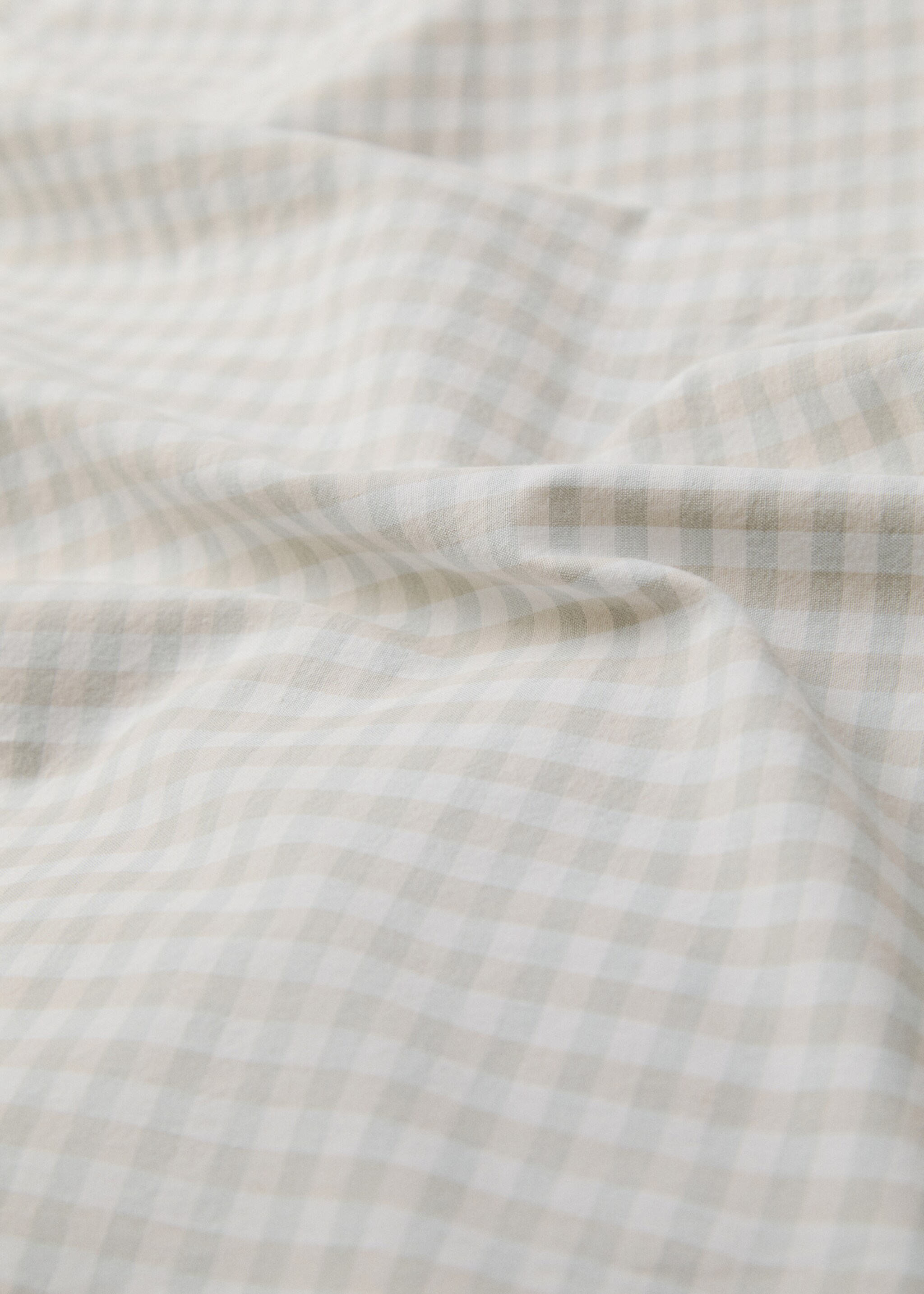 Cotton duvet cover with gingham check design for king bed - Details of the article 1, Aqua Green. Ref: 77050577-00.