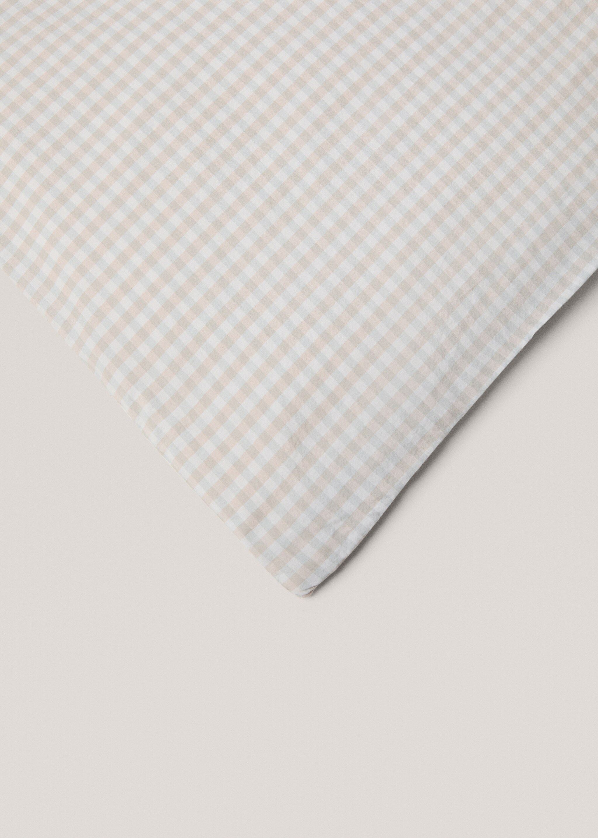 Cotton duvet cover with gingham check design for king bed - Details of the article 3, Aqua Green. Ref: 77050577-00.