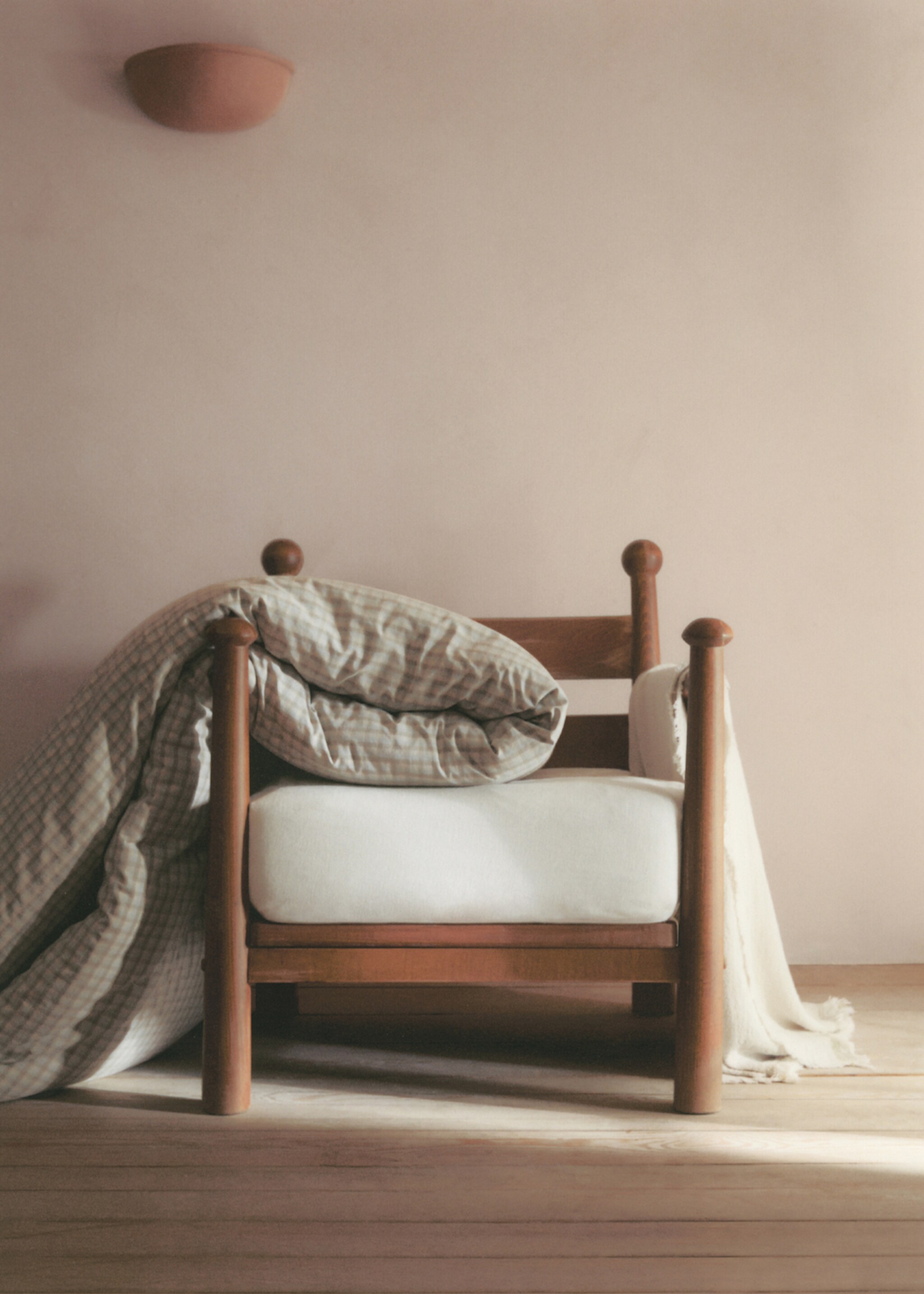 Baumwollbettbezug mit Vichy-Karomuster für 180 cm Bett - Detail des Artikels 6, Beige. Ref: 77050578-00.