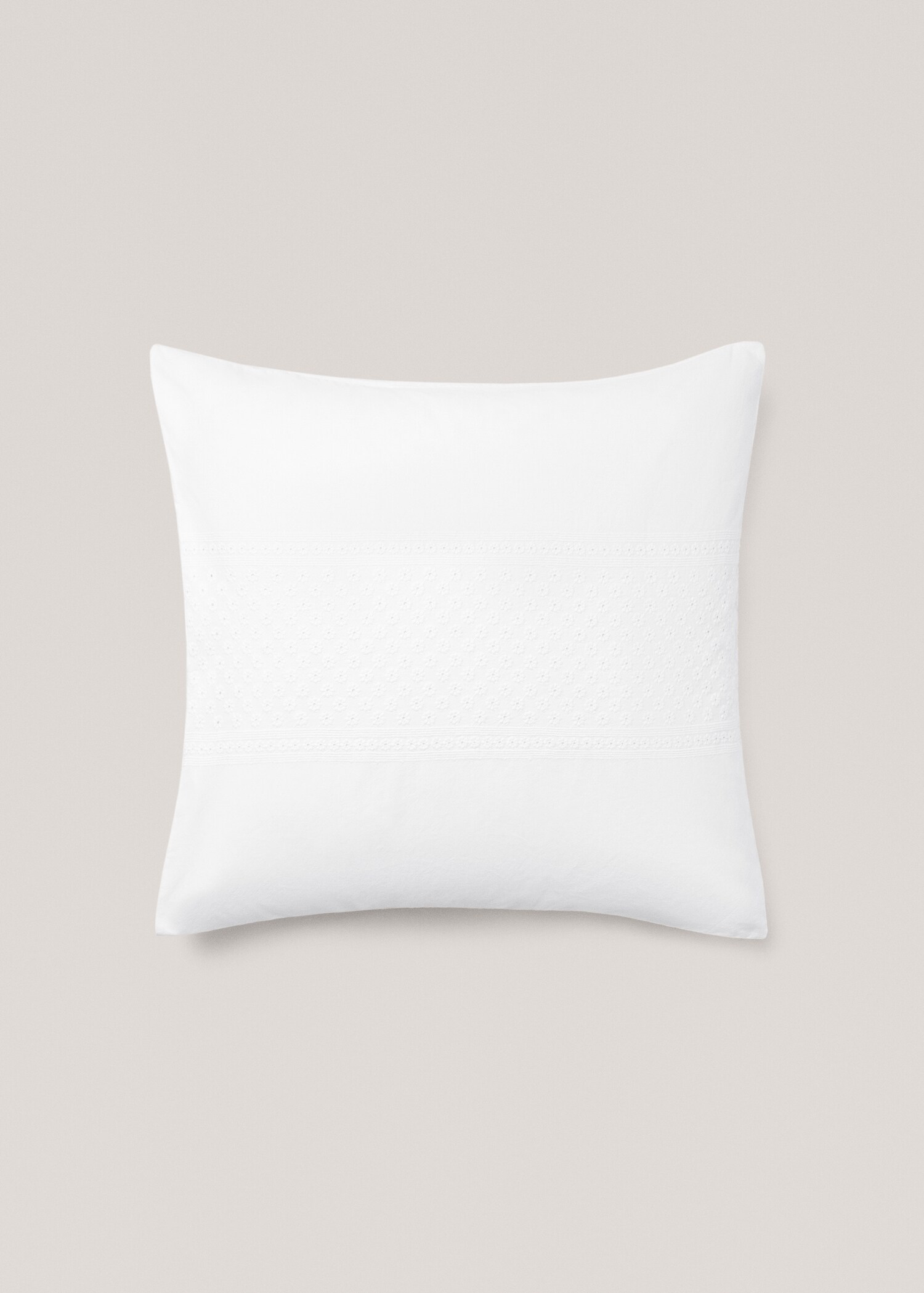 Floral embroidered cotton pillowcase 60x60cm - Details of the article 1