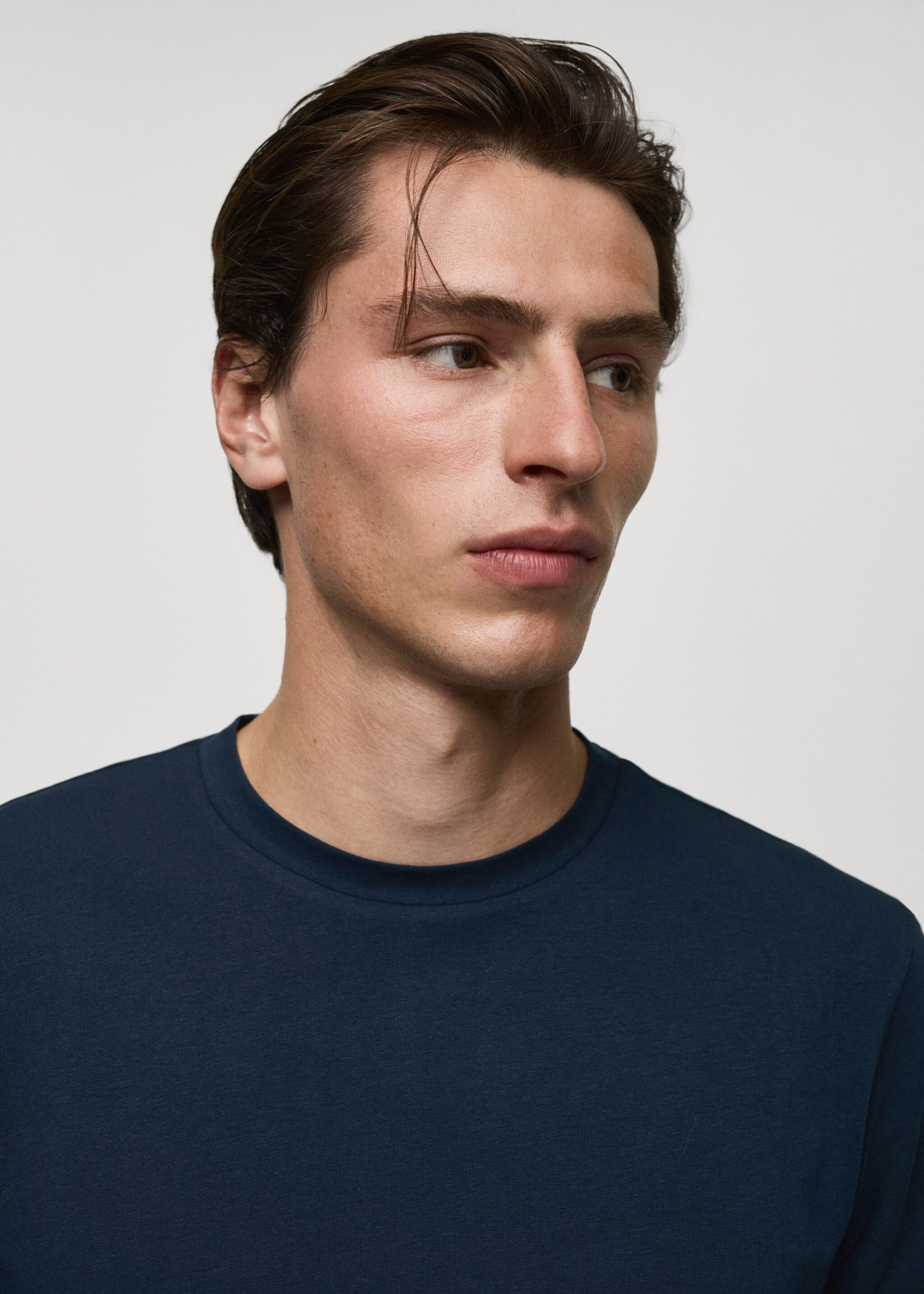 Stretch cotton T-shirt - Details of the article 1, Navy. Ref: 77050587-00.