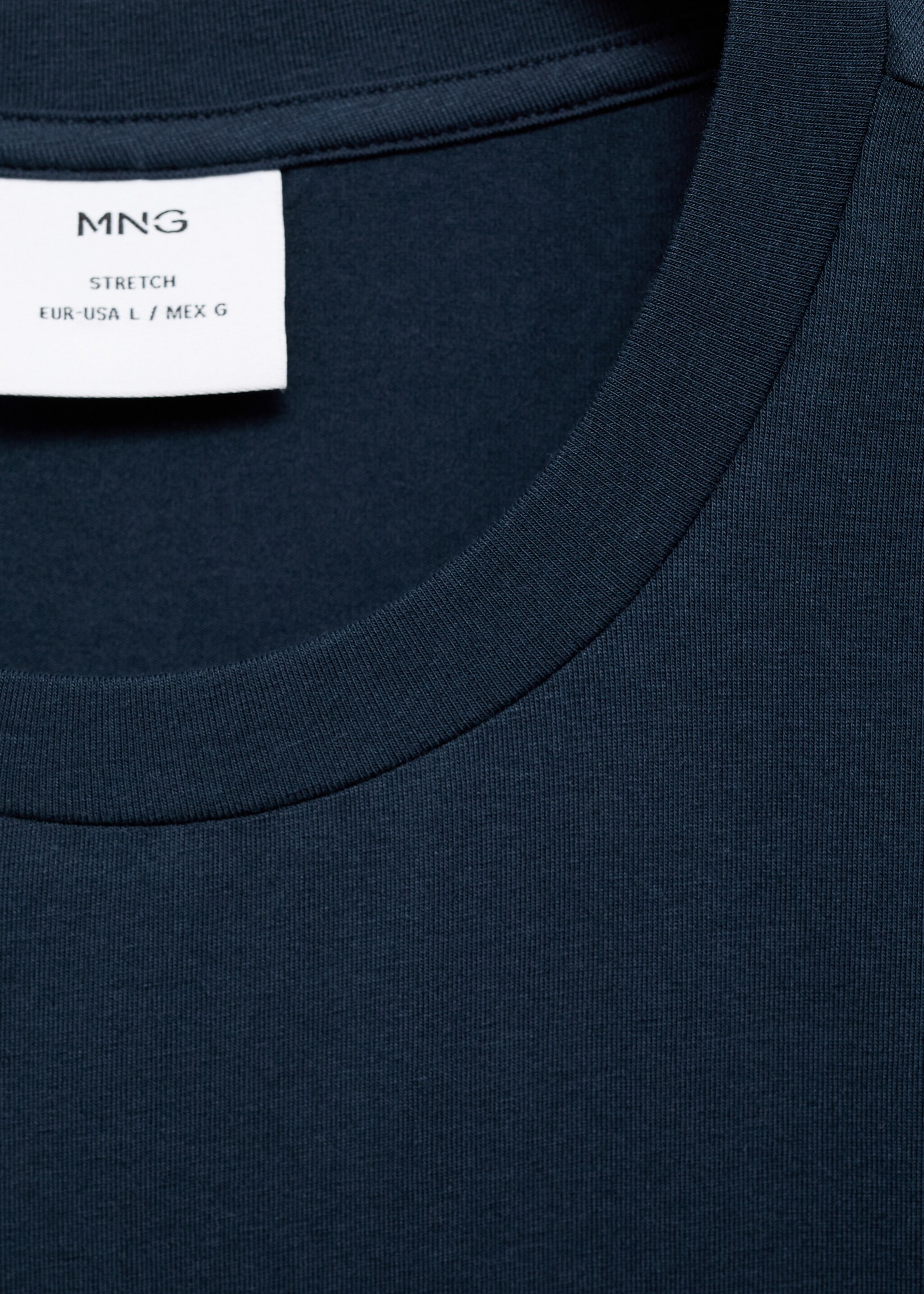 Stretch cotton T-shirt - Details of the article 8, Navy. Ref: 77050587-00.