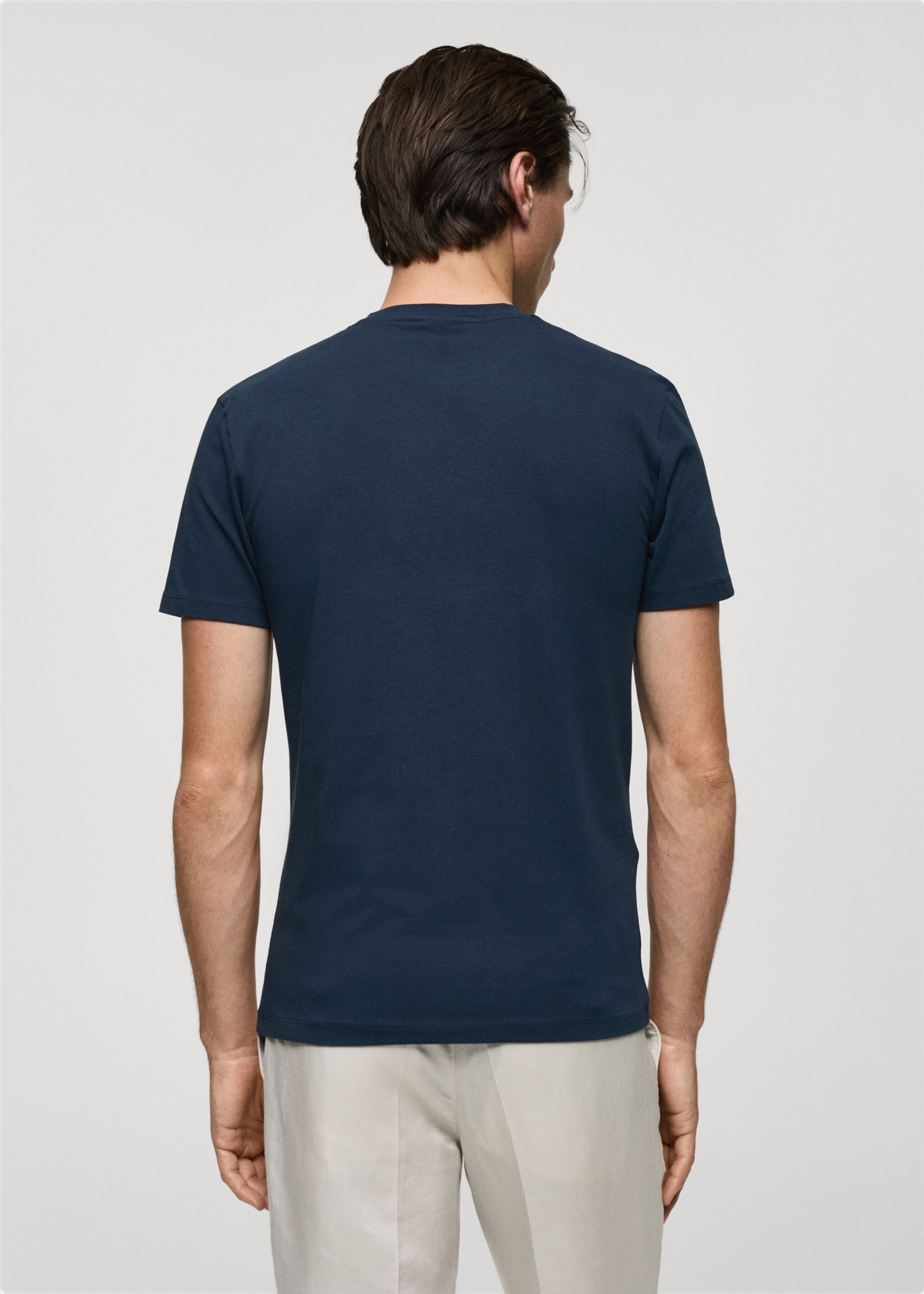 Stretch cotton T-shirt - Reverse of the article, Navy. Ref: 77050587-00.