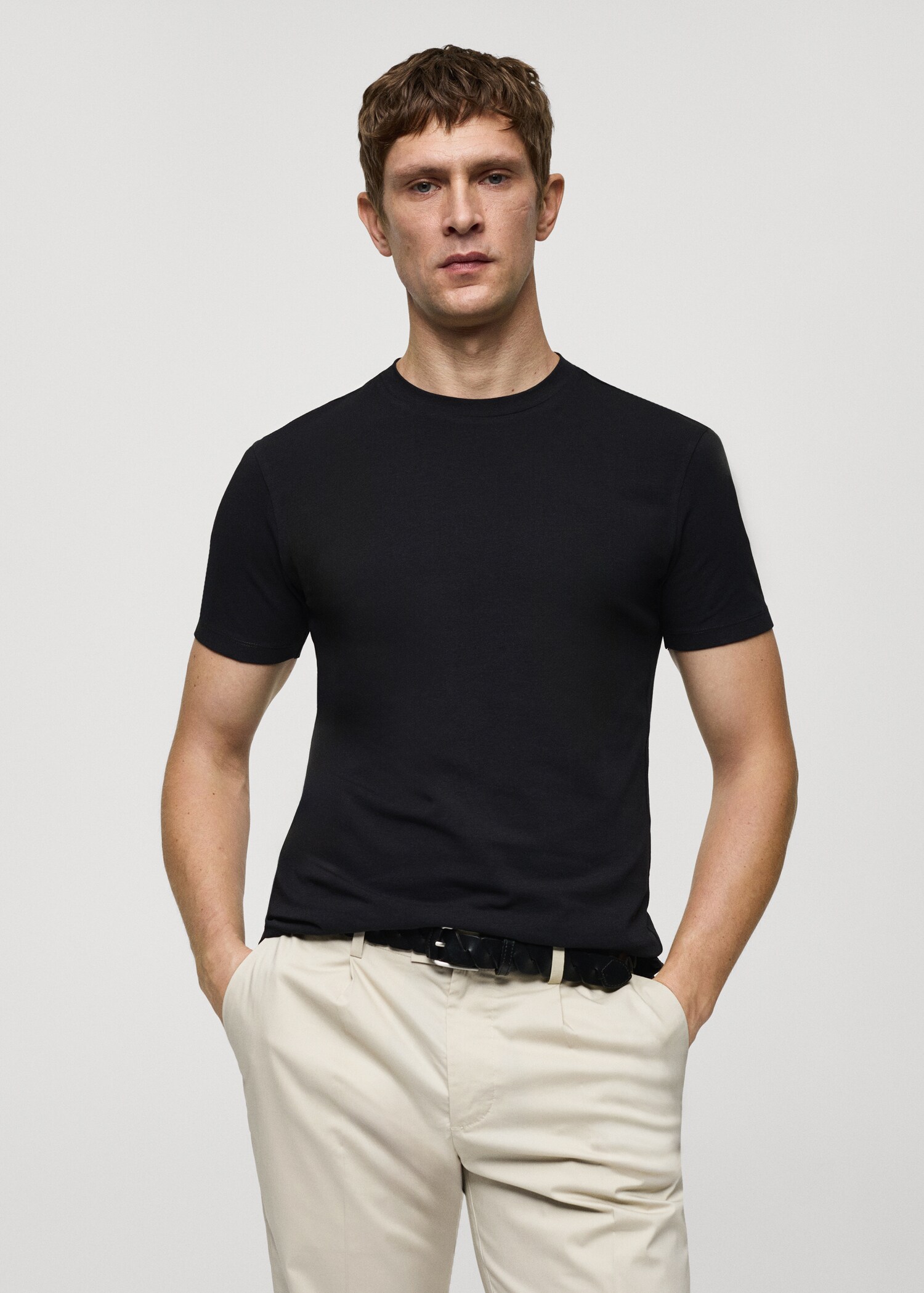 Stretch cotton T-shirt - Medium plane