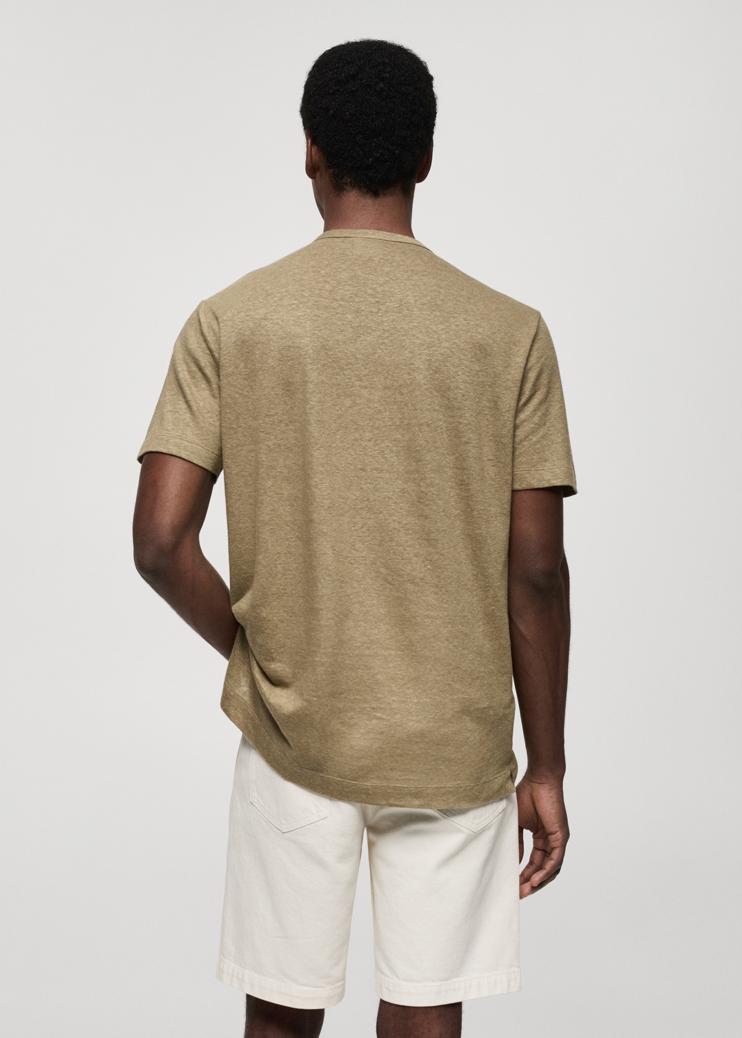 T-shirt slim-fit mélange de lin - Main Image