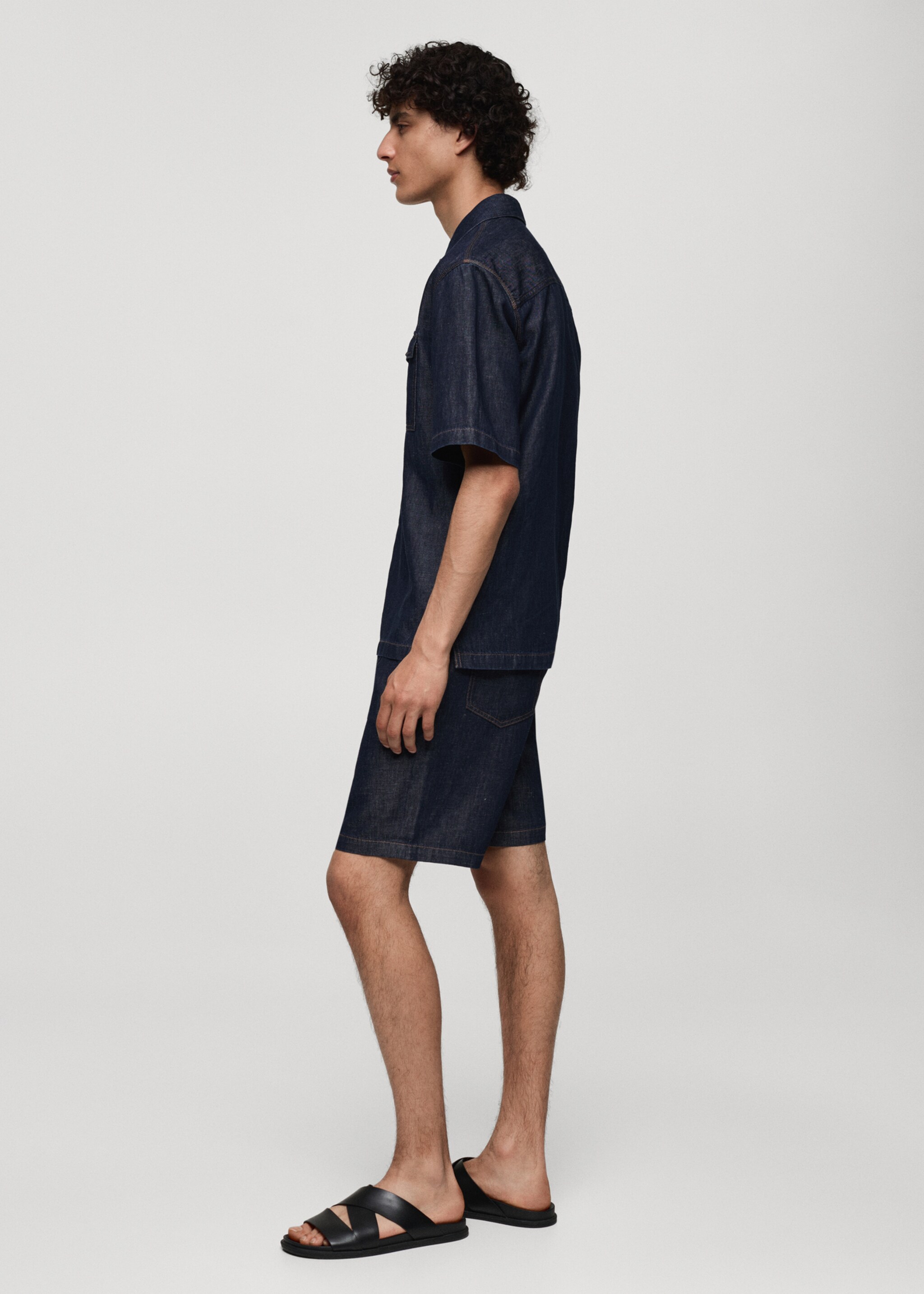 100% cotton denim-effect bermuda shorts - Details of the article 2