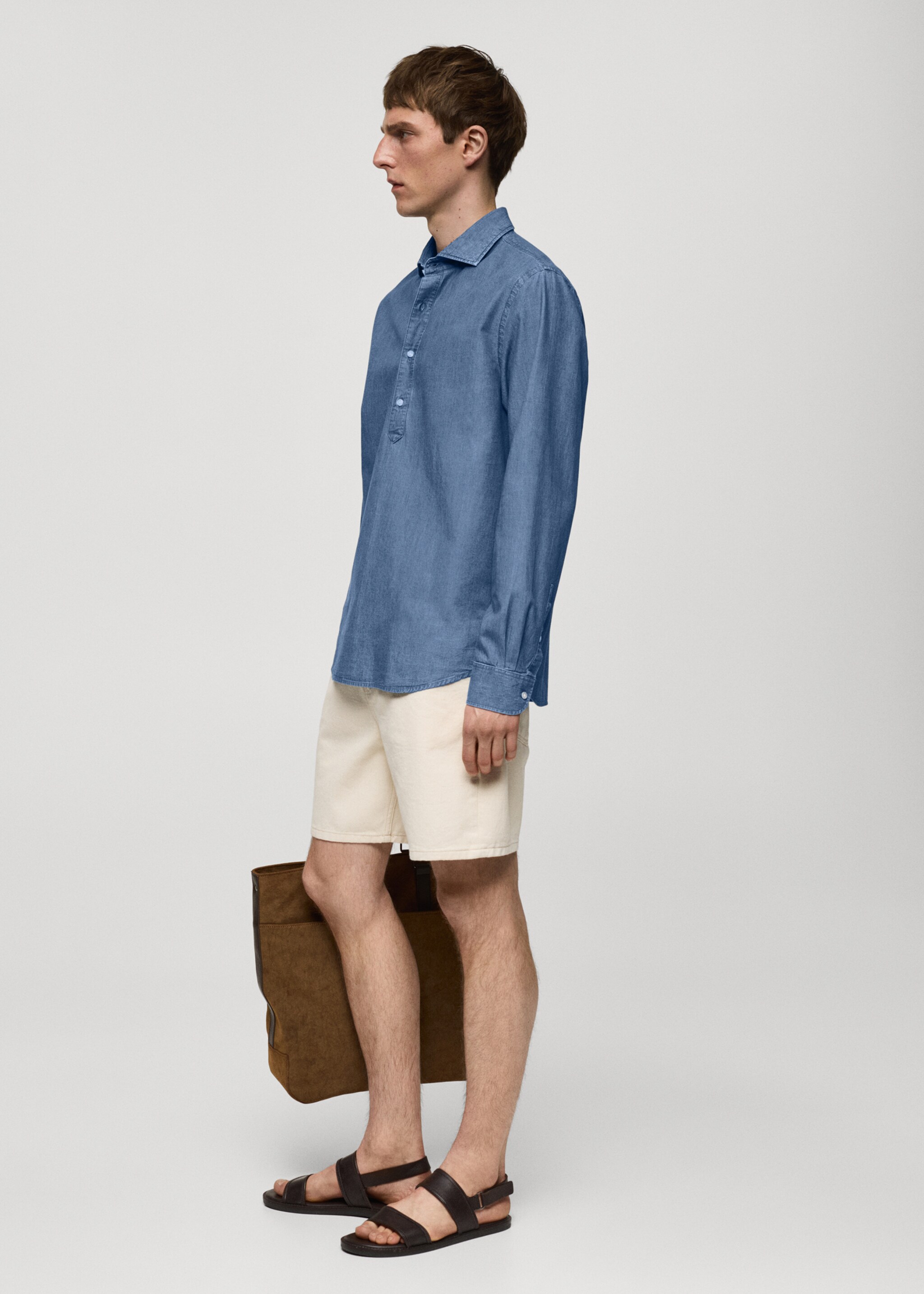 100% chambray pamut pólóing - A termék adatai 2, Közepes kék. Ref: 77050608-00.